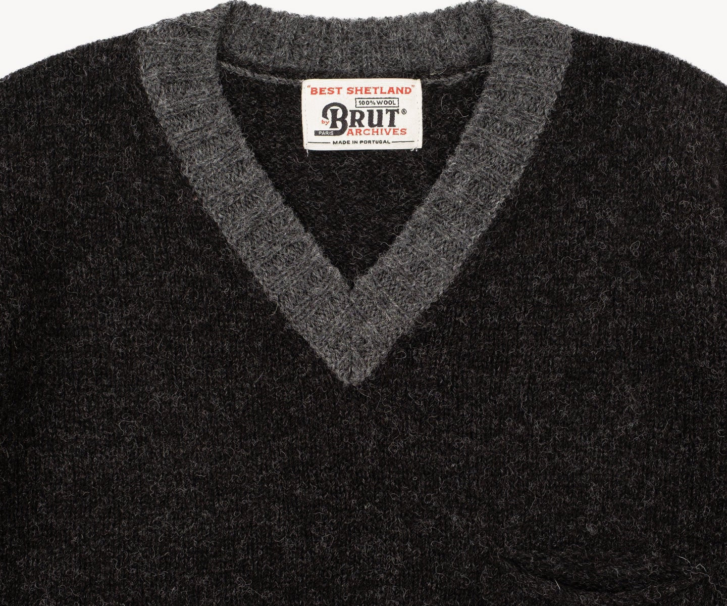 THE V-NECK SHETLAND Knitwear SMALL / DARK GREY - BRUT Clothing US