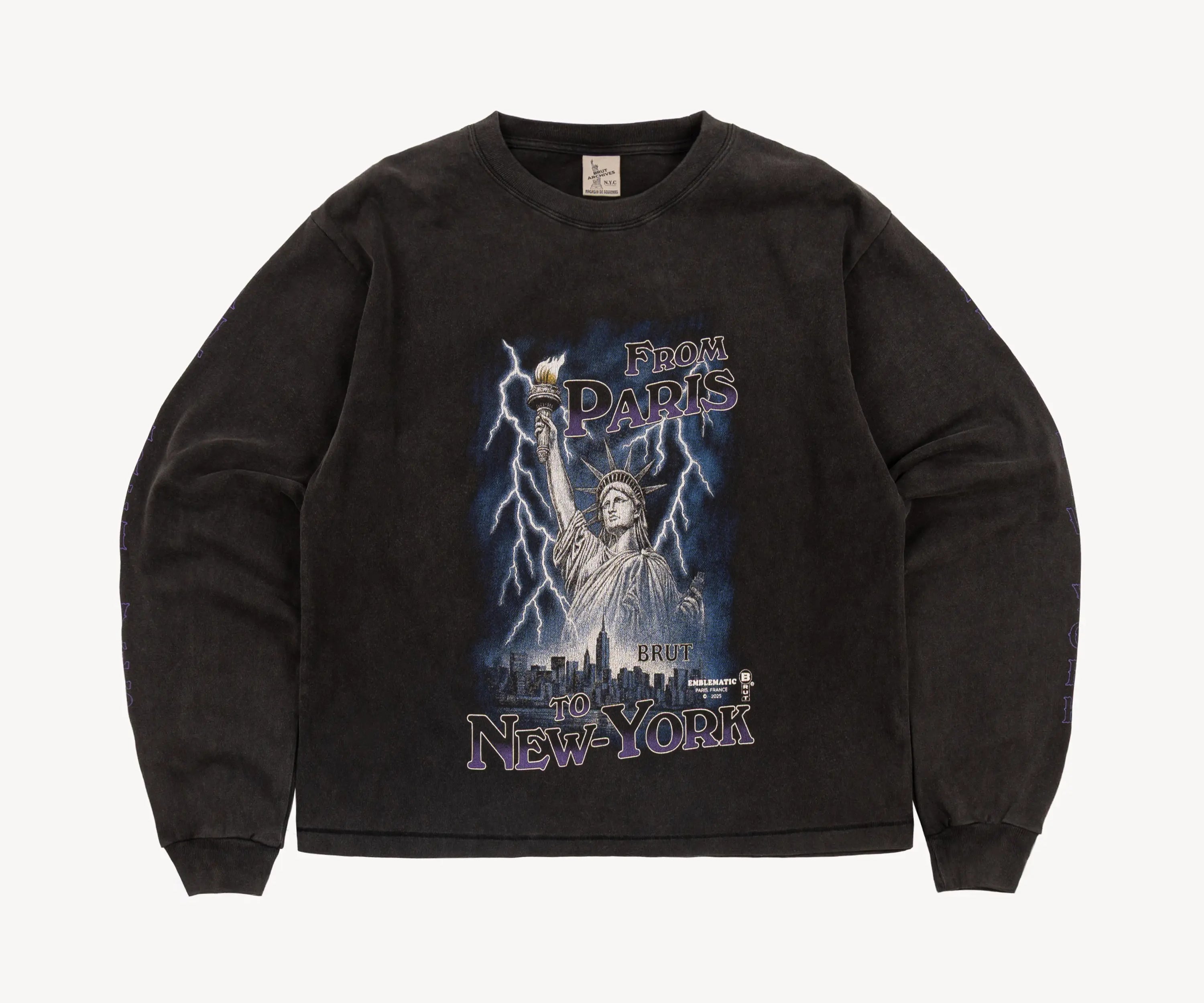 FROM PARIS TO NYC TEE T-Shirts X-SMALL / BLACK - BRUT Clothing US