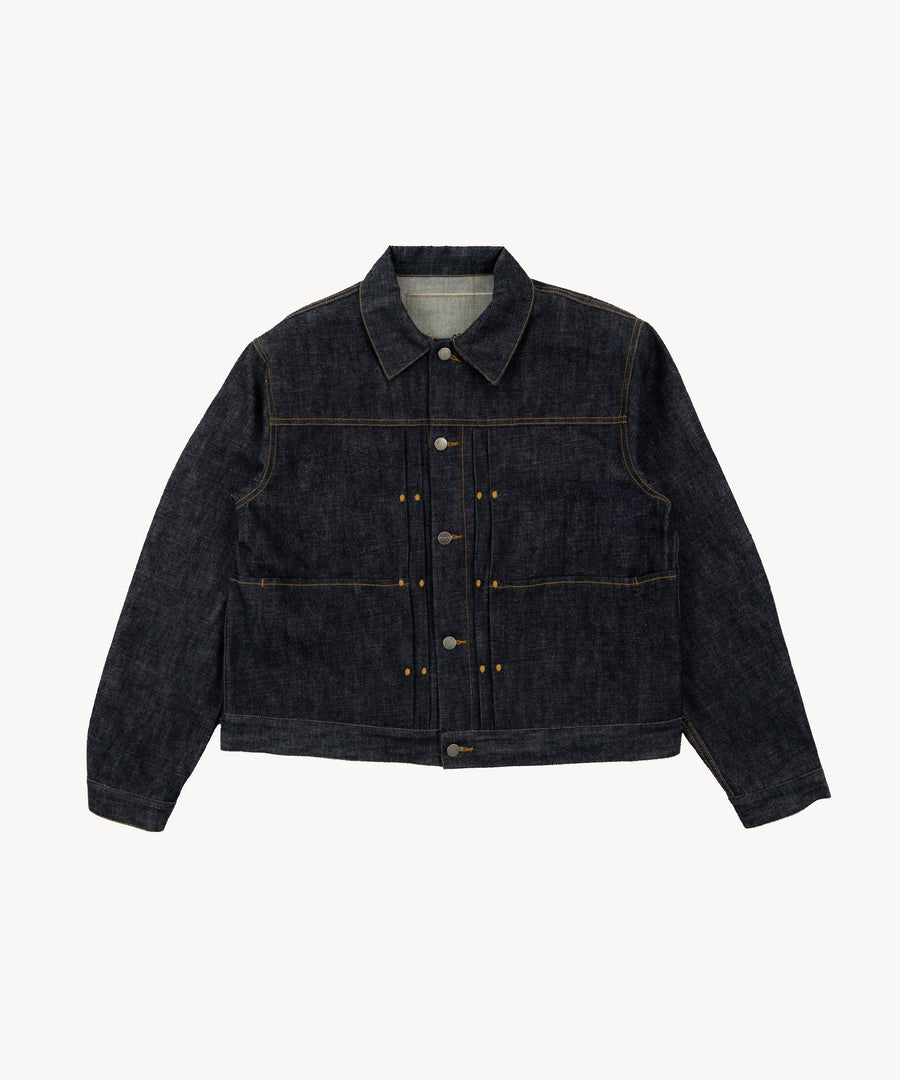 THE DOUBLE PLEATED DENIM JACKET