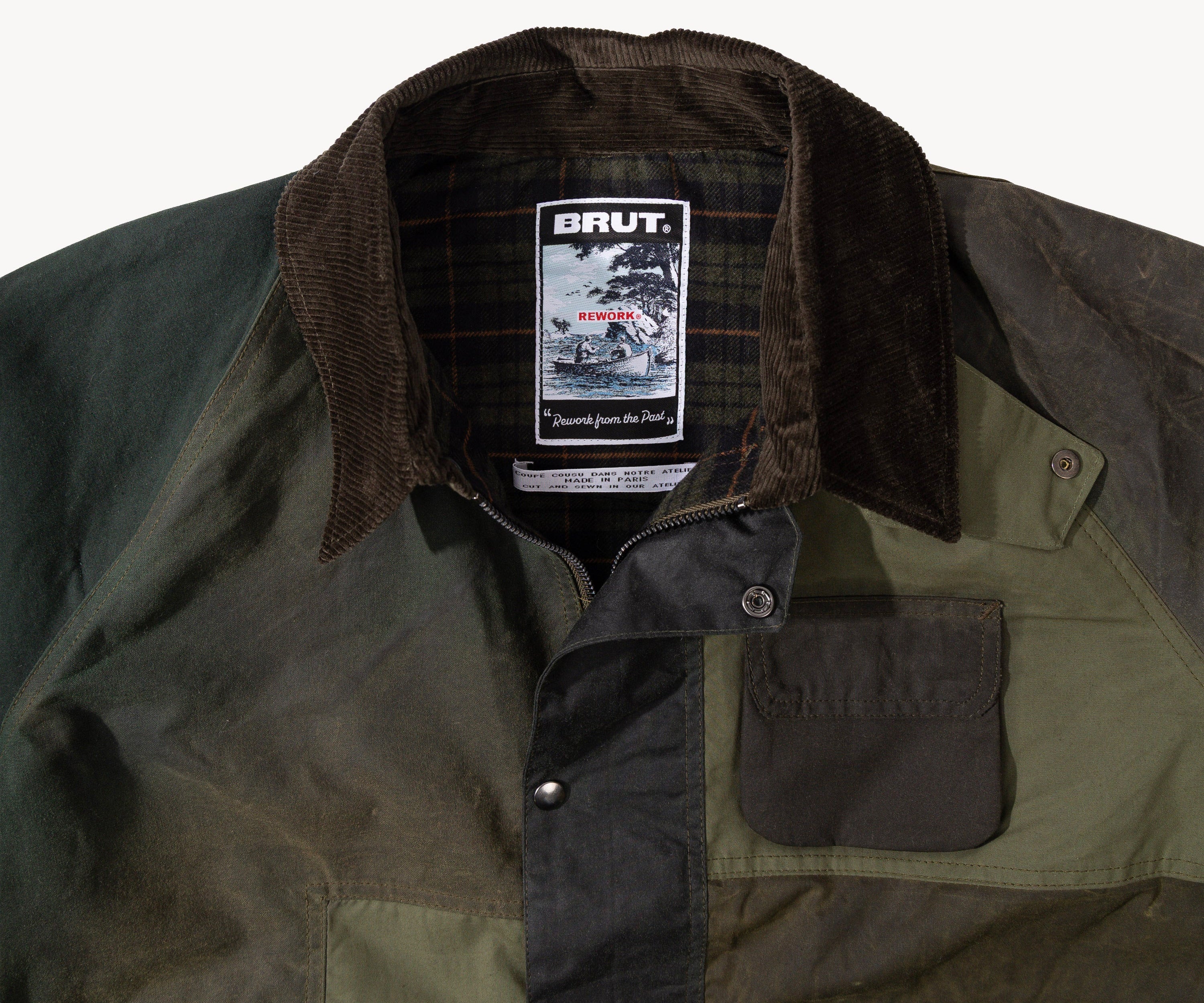 REWORK® FLY WAX JACKET - N° 056 Coats & Jackets X-LARGE / GREEN - BRUT Clothing US