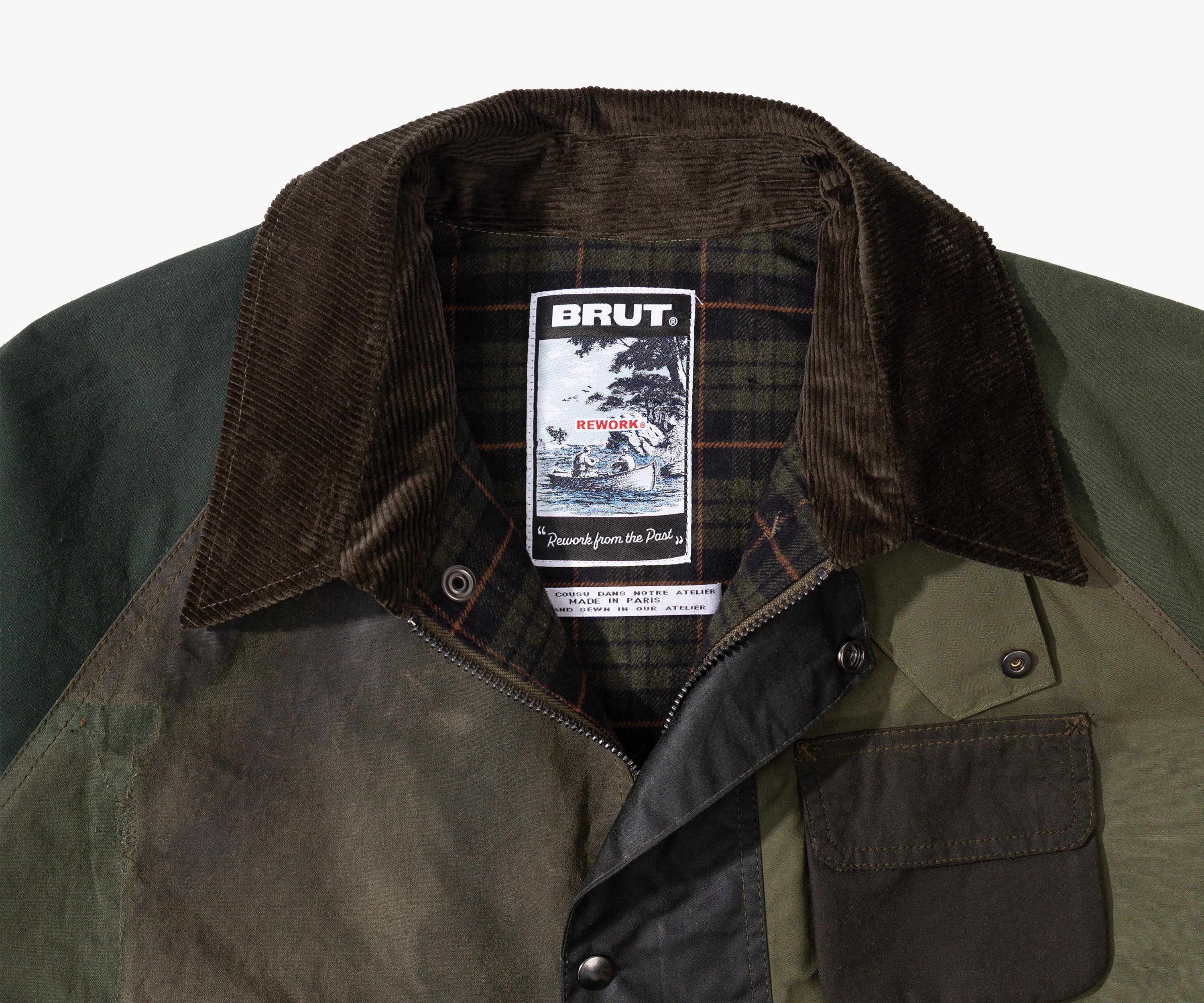 REWORK® FLY WAX JACKET - N° 058 Coats & Jackets X-LARGE / GREEN - BRUT Clothing US