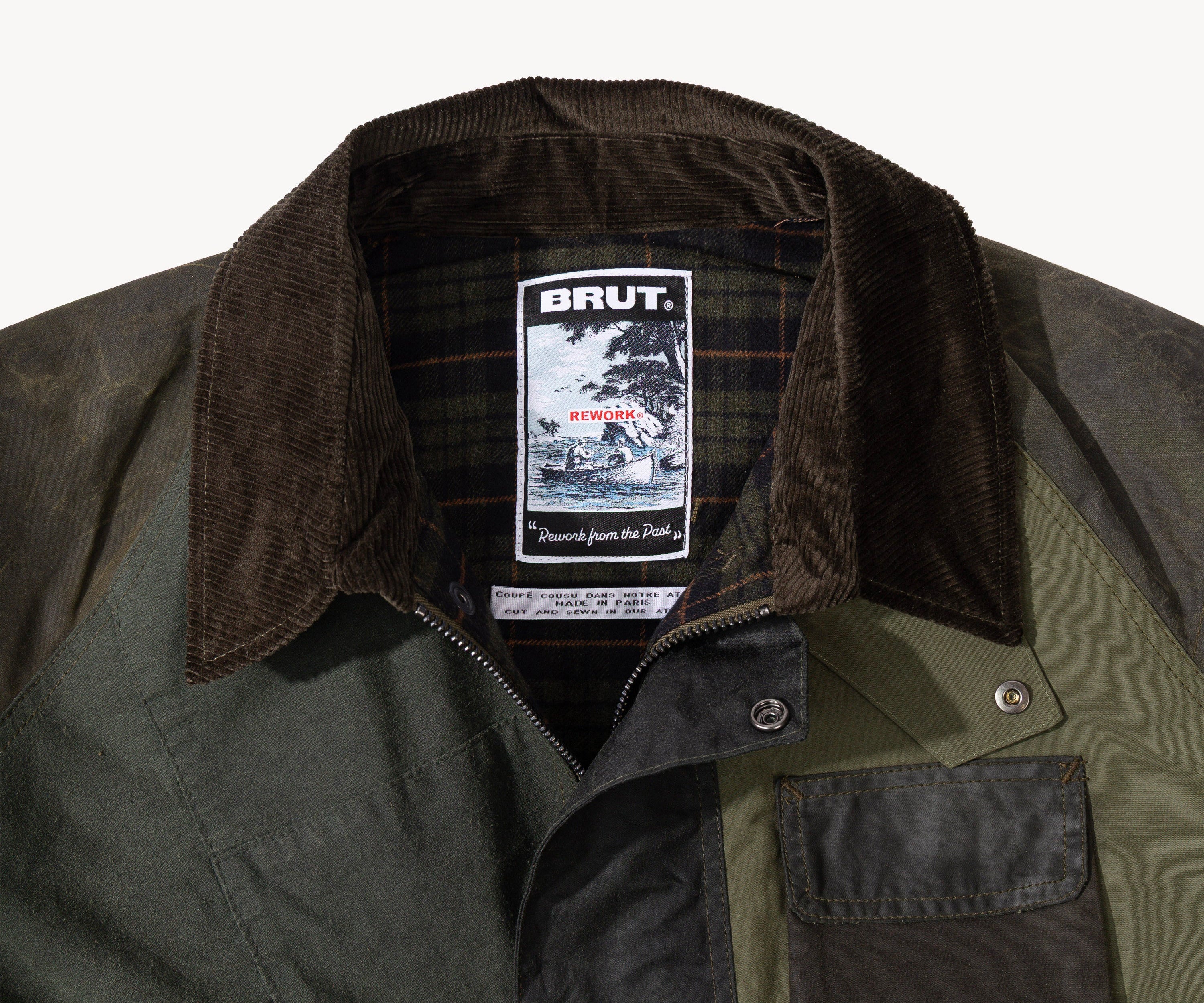 REWORK® FLY WAX JACKET - N° 059 Coats & Jackets X-LARGE / GREEN - BRUT Clothing US
