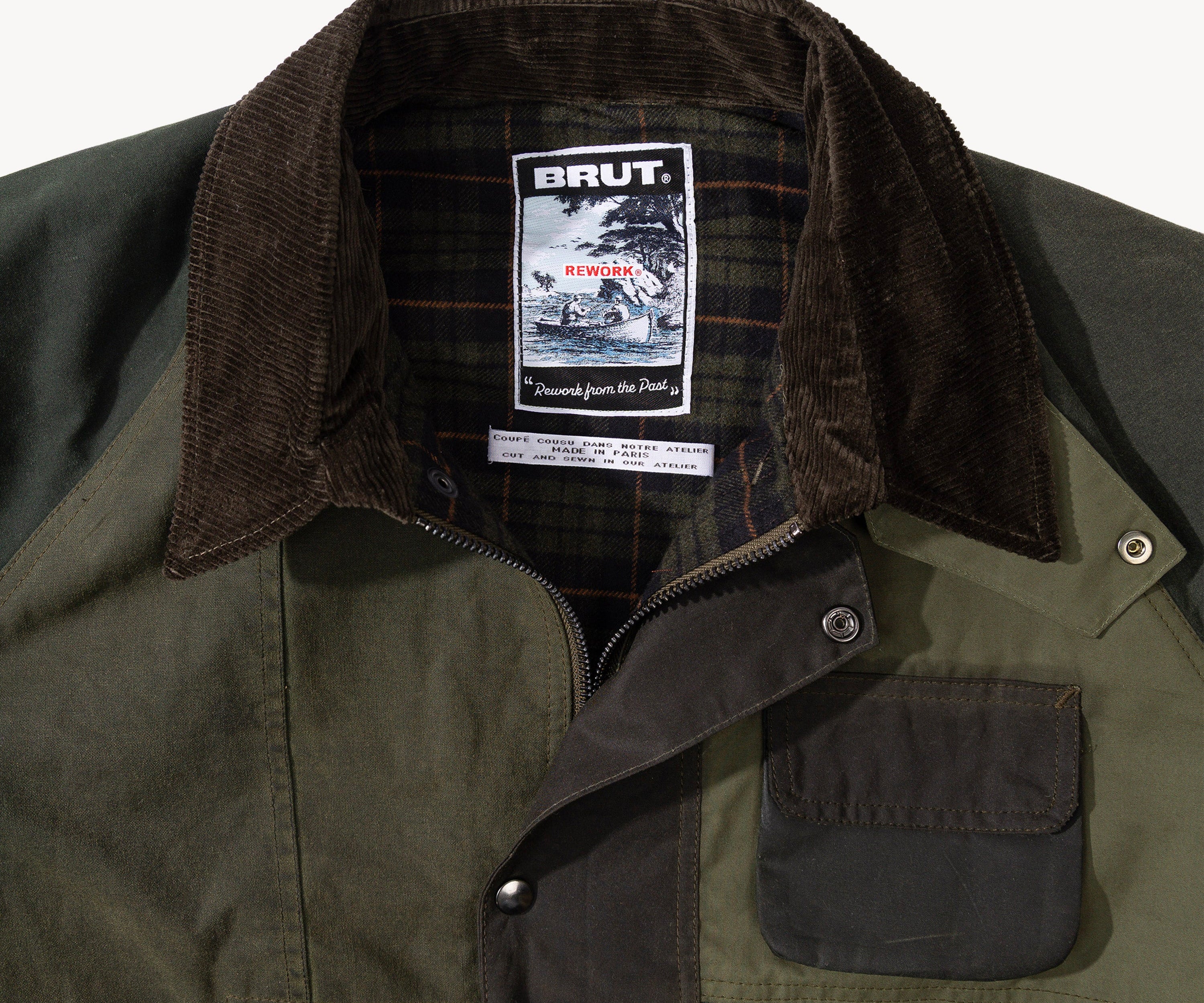 REWORK® FLY WAX JACKET - N° 055 Coats & Jackets X-LARGE / GREEN - BRUT Clothing US