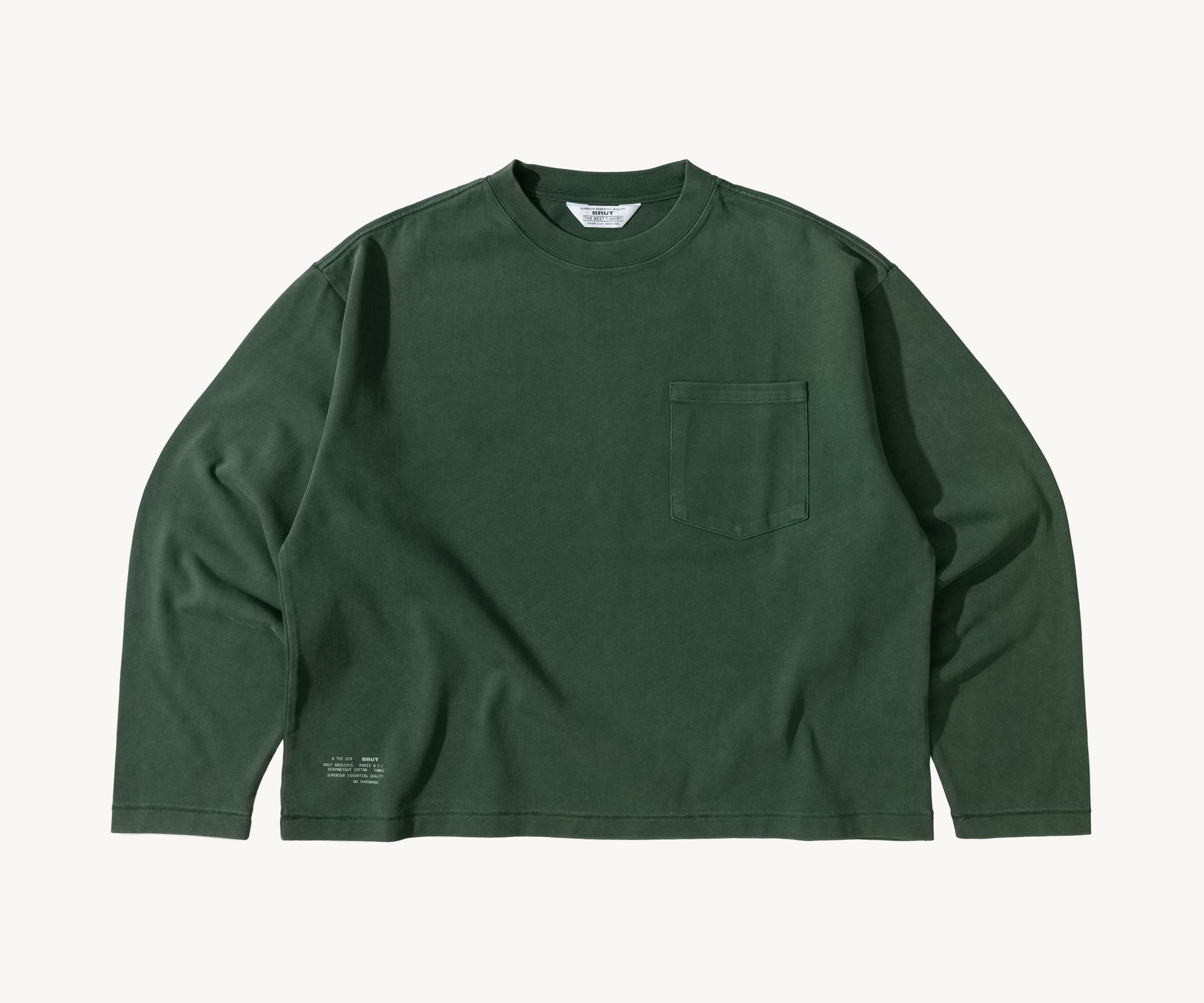 THE BEST LONG SLEEVES POCKET T-SHIRT T-Shirts X-SMALL / FOREST GREEN - BRUT Clothing US