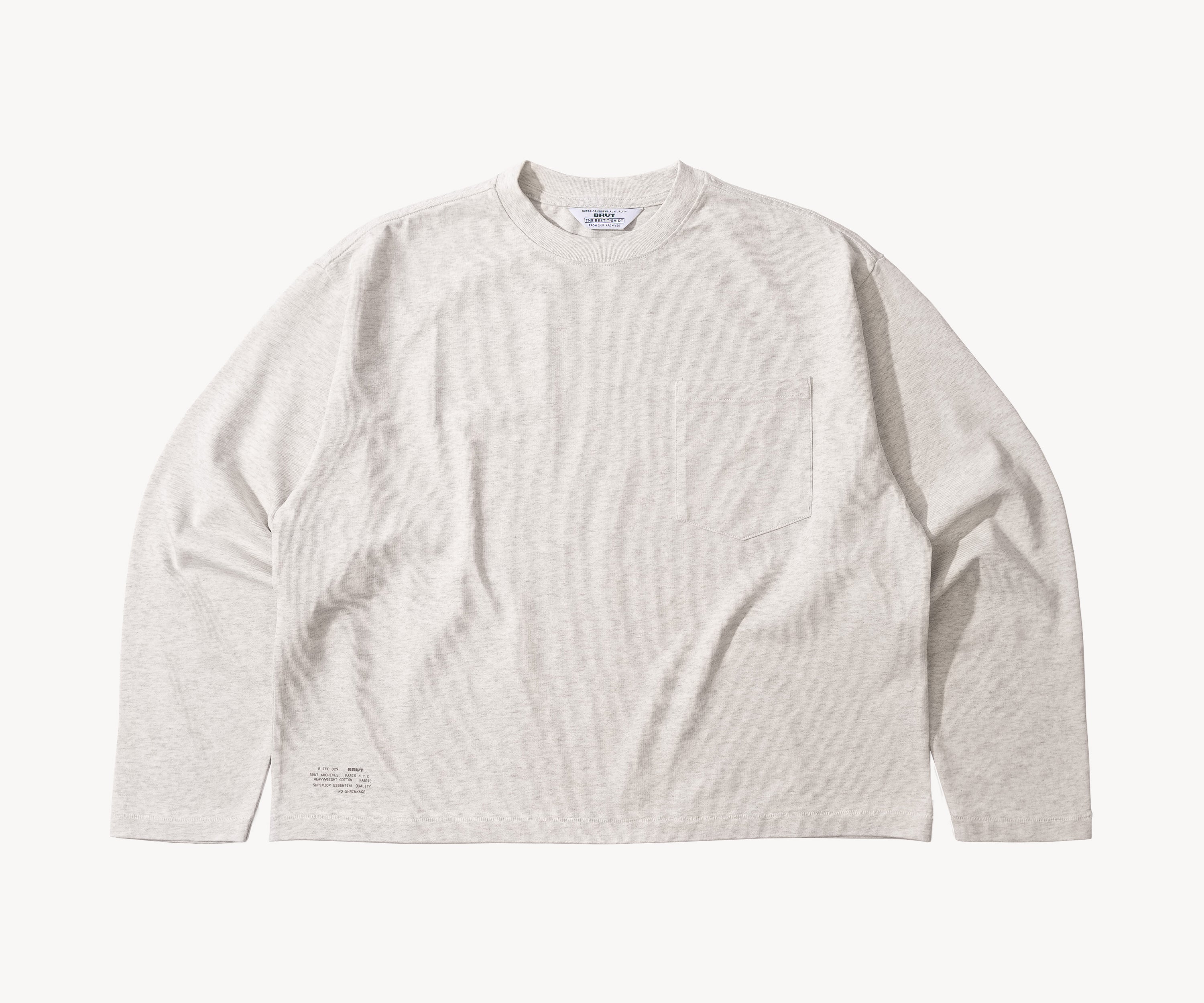 THE BEST LONG SLEEVES POCKET T-SHIRT T-Shirts X-SMALL / HEATHER GREY - BRUT Clothing US