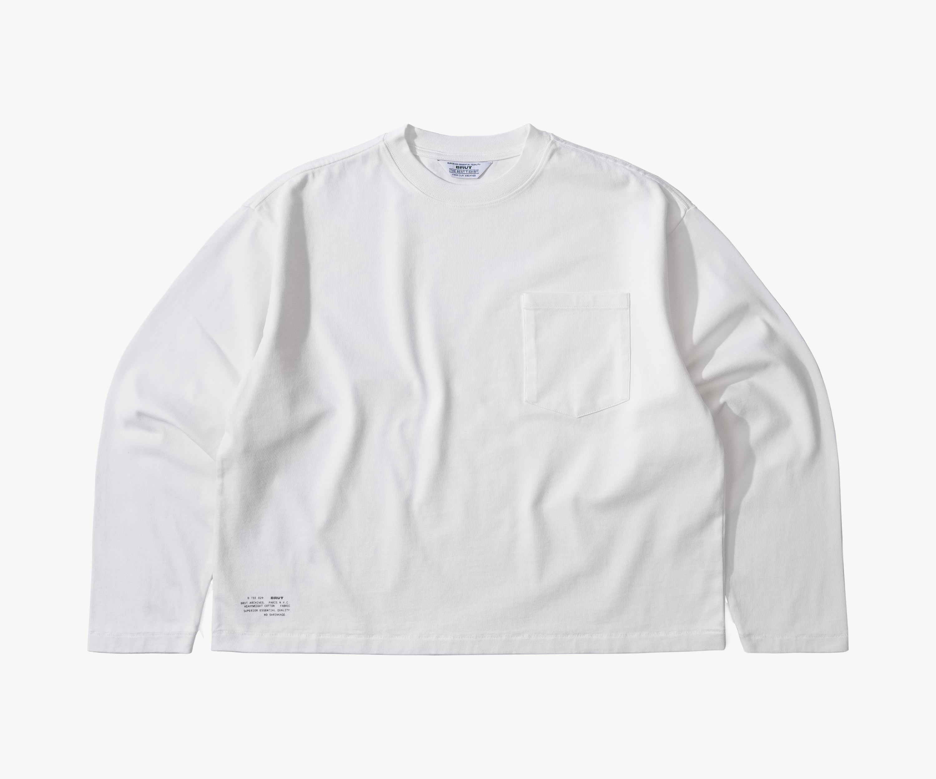 THE BEST LONG SLEEVES POCKET T-SHIRT T-Shirts X-SMALL / WHITE - BRUT Clothing US