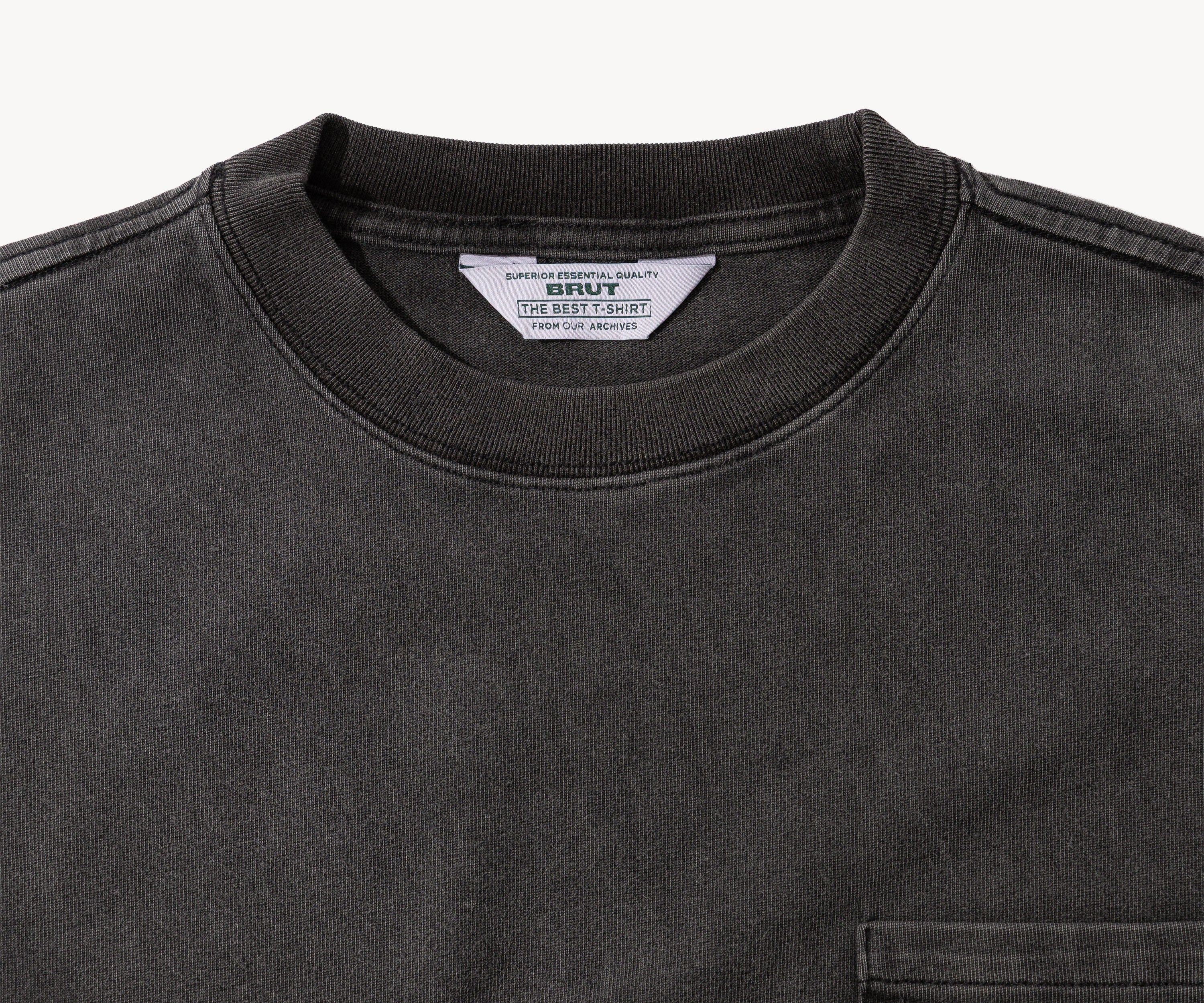 THE BEST LONG SLEEVES POCKET T-SHIRT T-Shirts X-SMALL / STRONG FADED BLACK - BRUT Clothing US