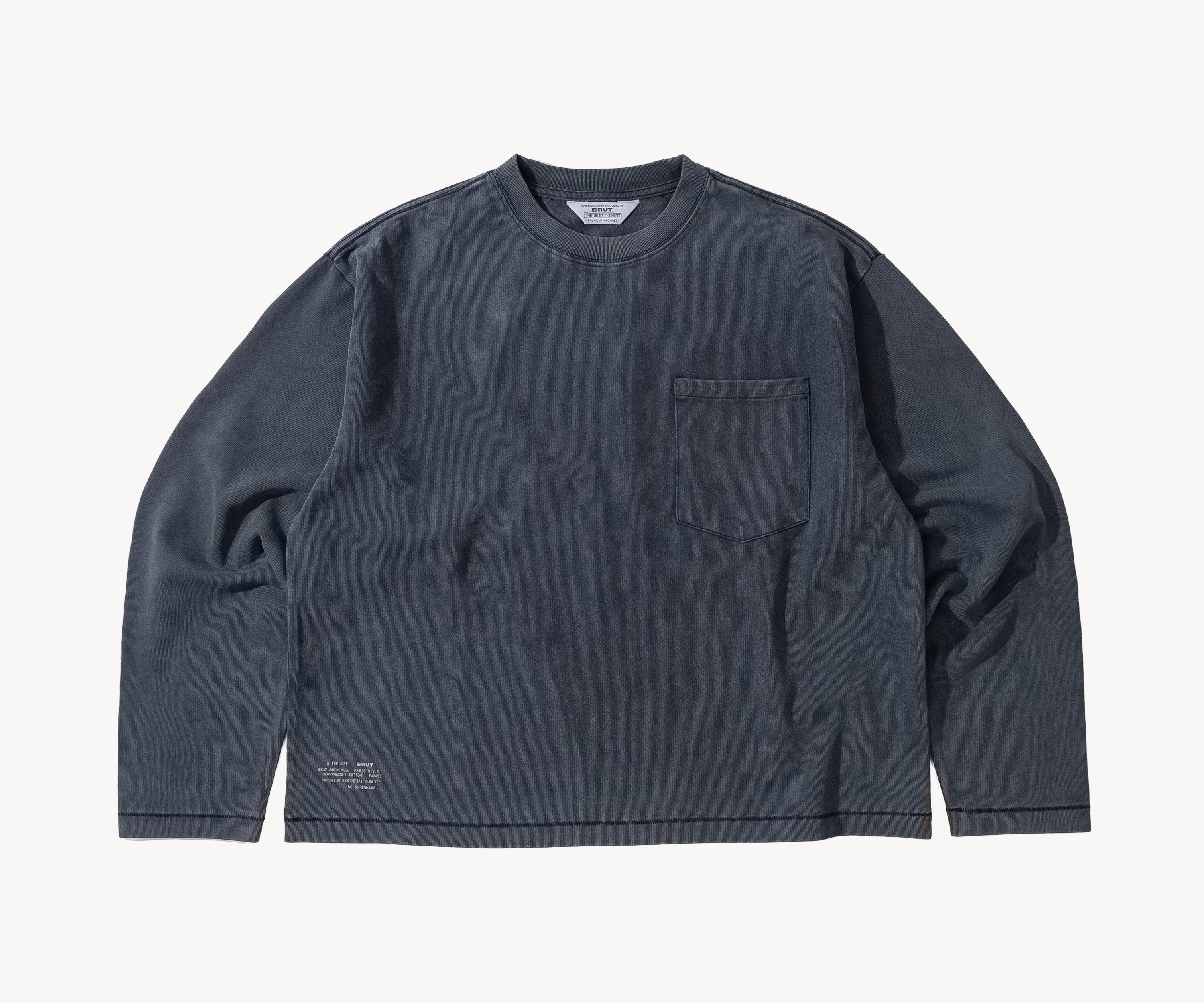 THE BEST LONG SLEEVES POCKET T-SHIRT T-Shirts X-SMALL / NAVY - BRUT Clothing US