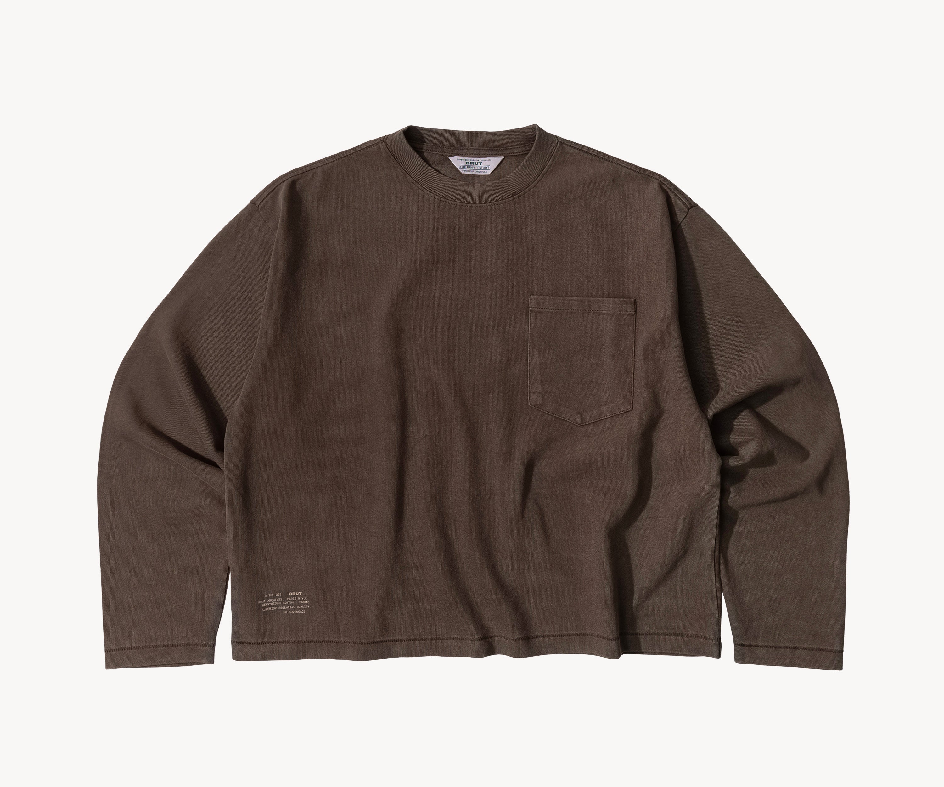 THE BEST LONG SLEEVES POCKET T-SHIRT T-Shirts X-SMALL / LIGHT BROWN - BRUT Clothing US