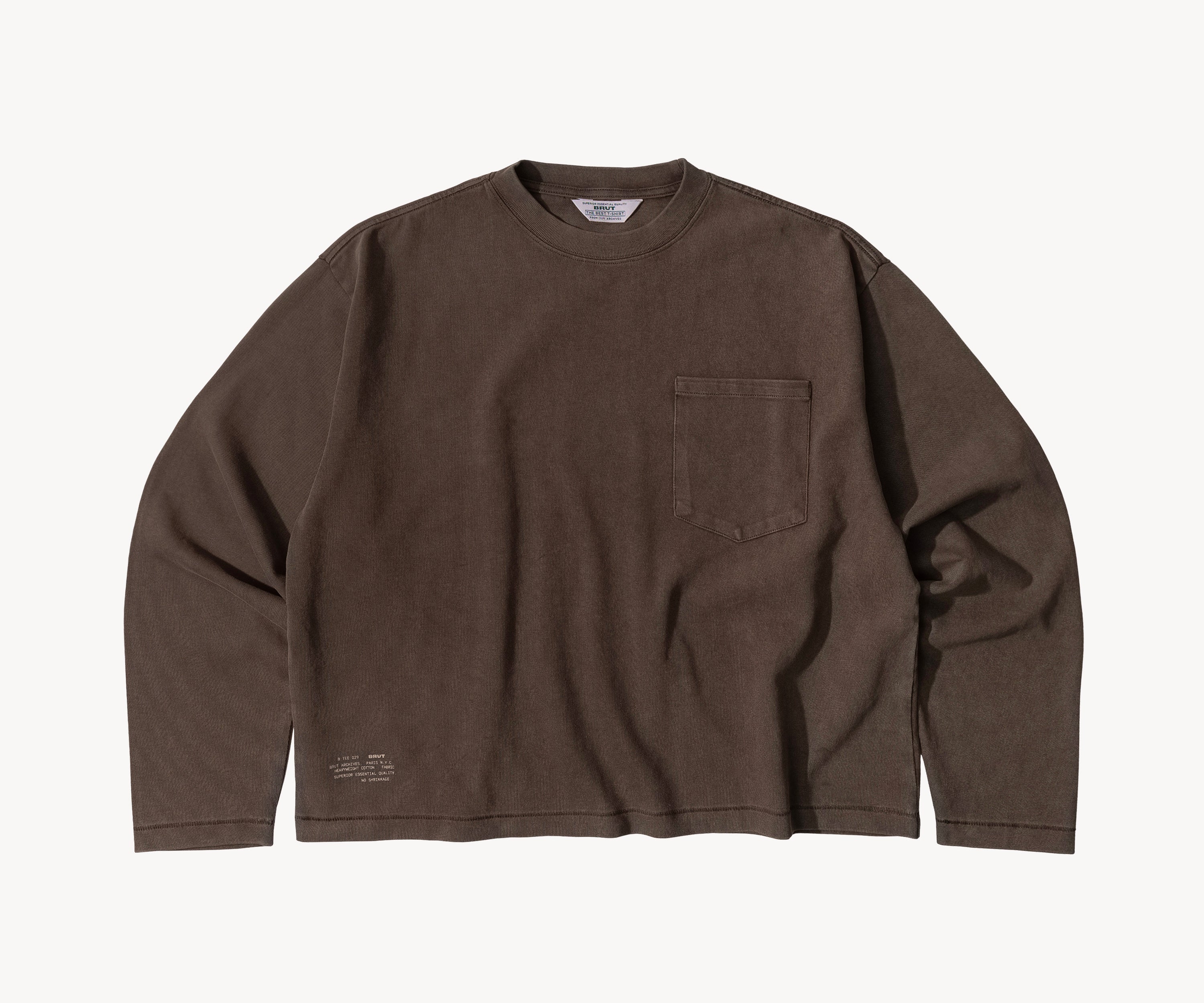 THE BEST LONG SLEEVES POCKET T-SHIRT T-Shirts X-SMALL / LIGHT BROWN - BRUT Clothing US