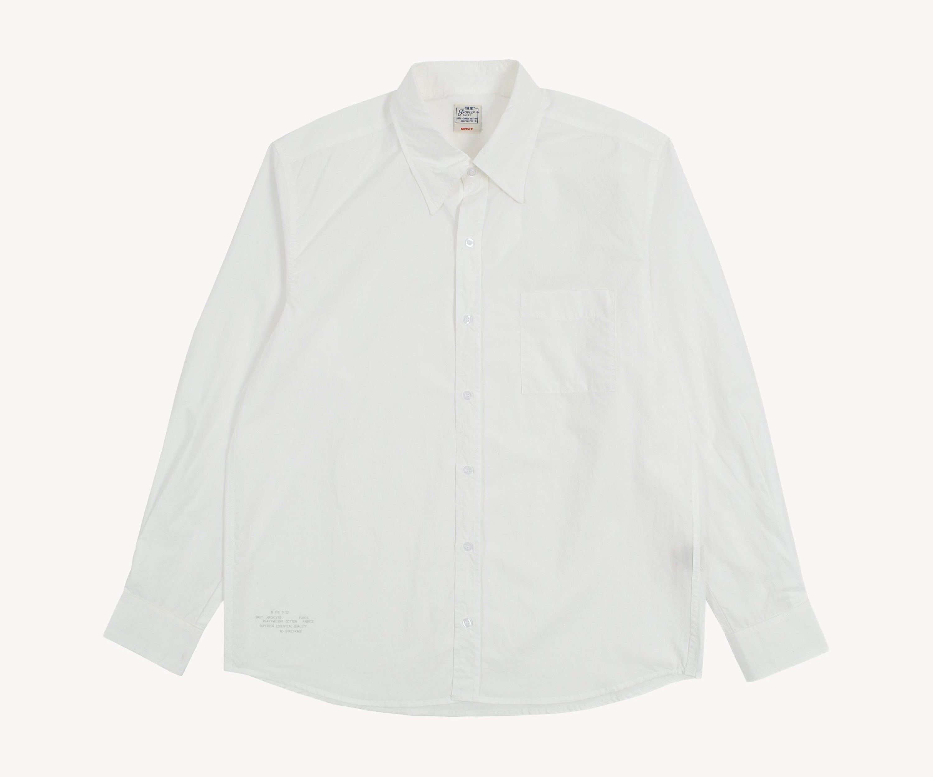 THE BEST POPLIN SHIRT Shirts X-SMALL / WHITE - BRUT Clothing US