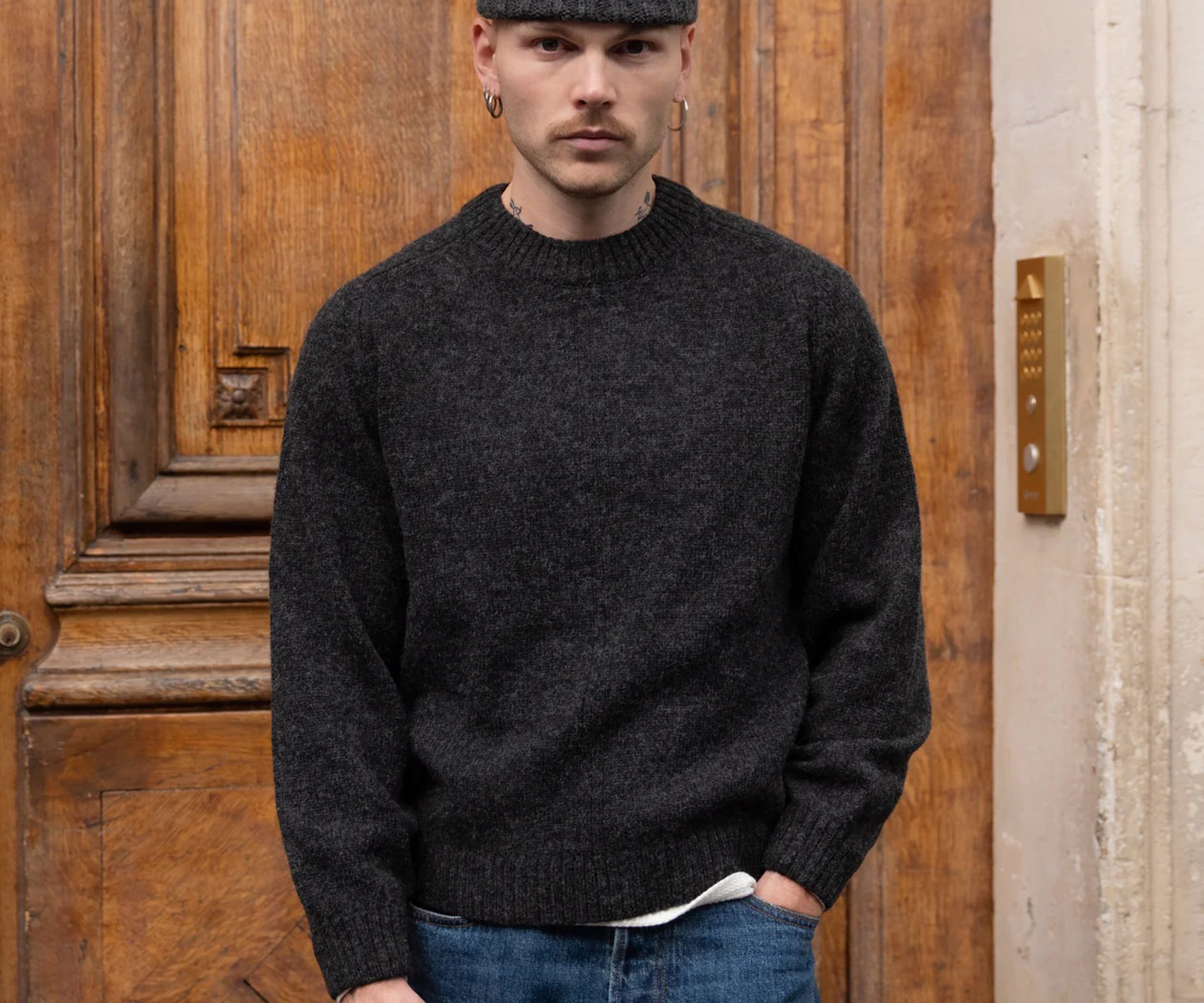 THE SHETLAND SWEATER Knitwear X-SMALL / CHARCOAL - BRUT Clothing US