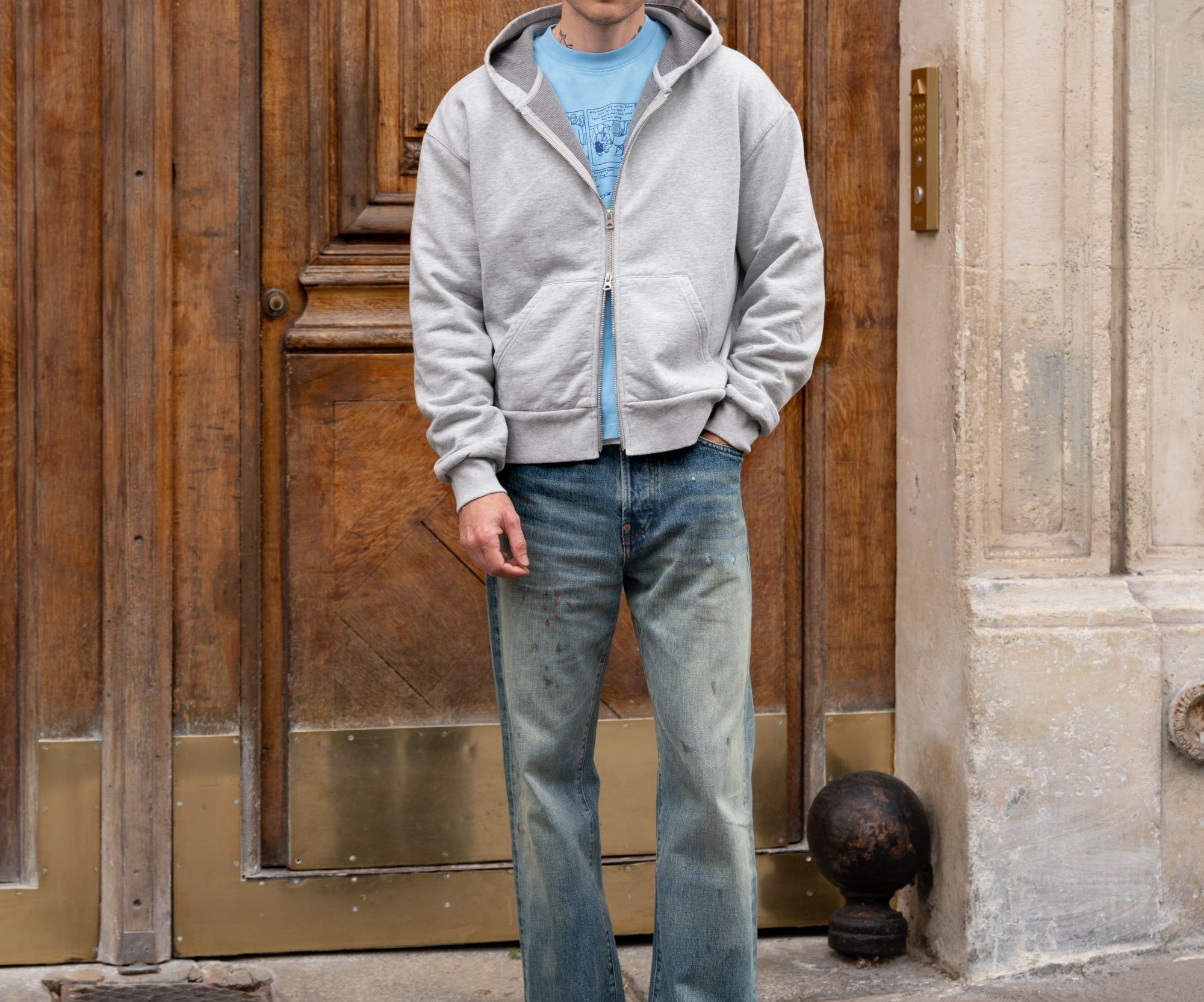 THE THERMAL ZIP SWEAT Sweatshirts X-SMALL / HEATHER GREY - BRUT Clothing US