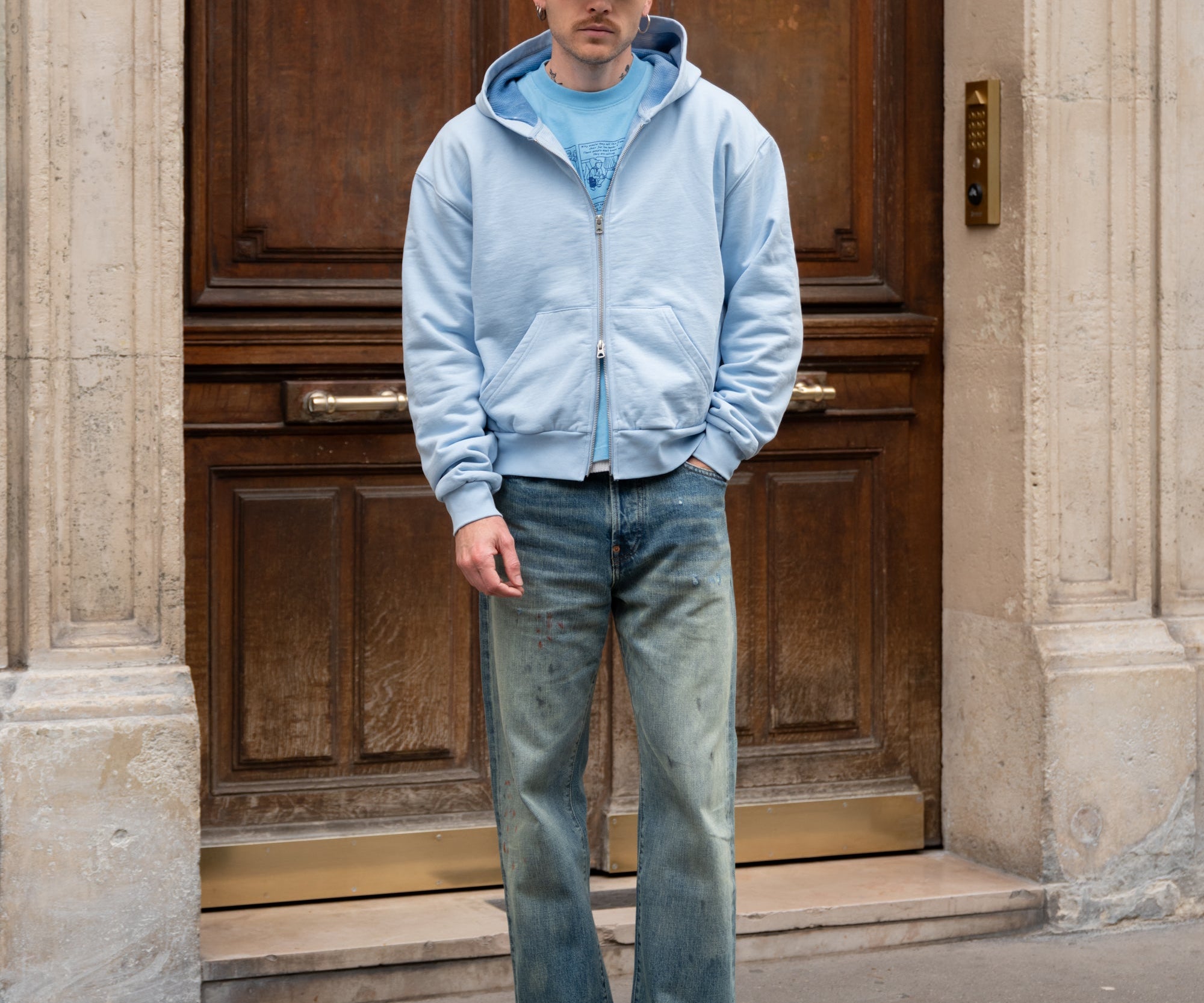 THE THERMAL ZIP SWEAT Sweatshirts X-SMALL / BABY BLUE - BRUT Clothing US