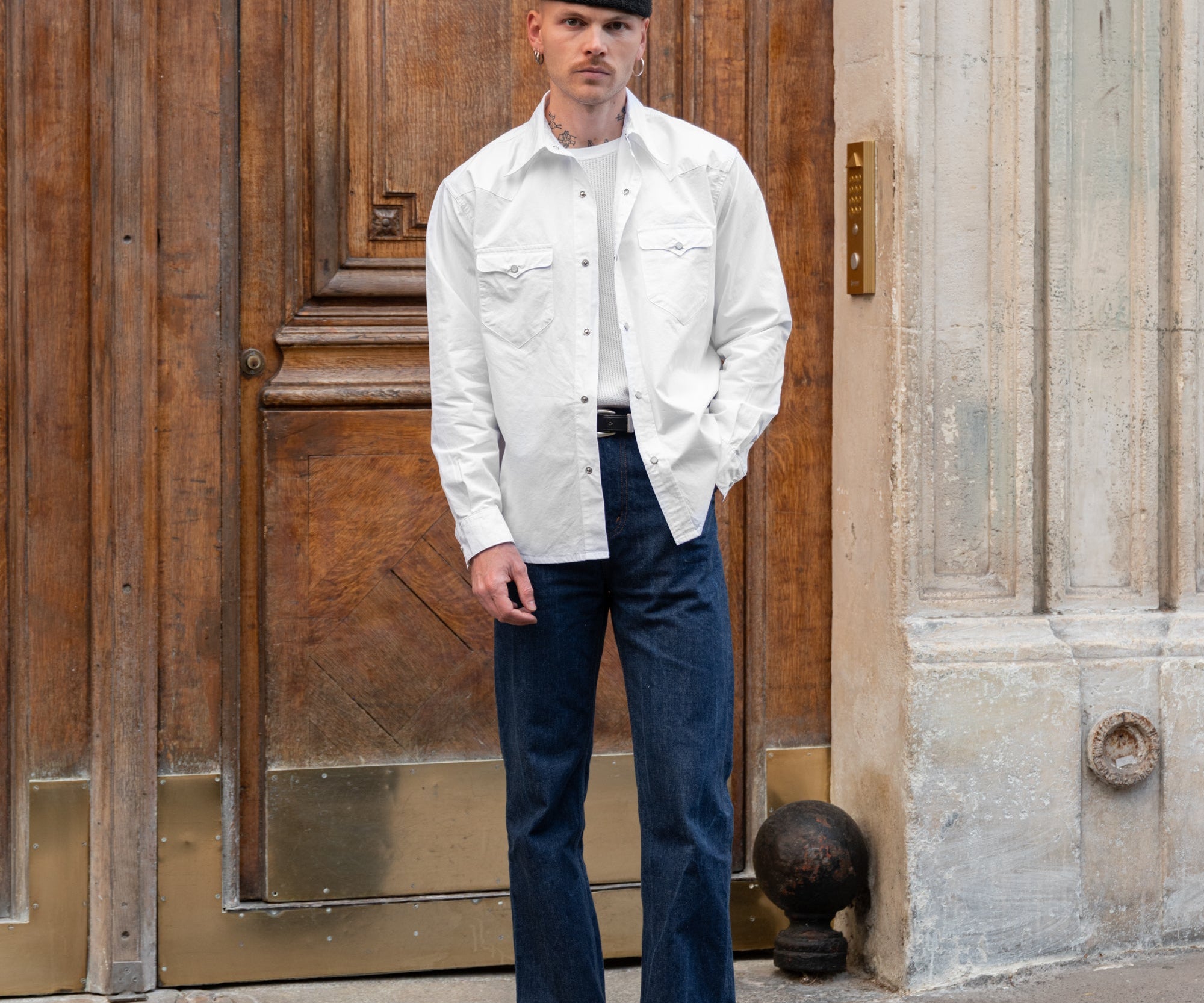 THE WESTERN POPLIN SHIRT Shirts X-SMALL / WHITE - BRUT Clothing US