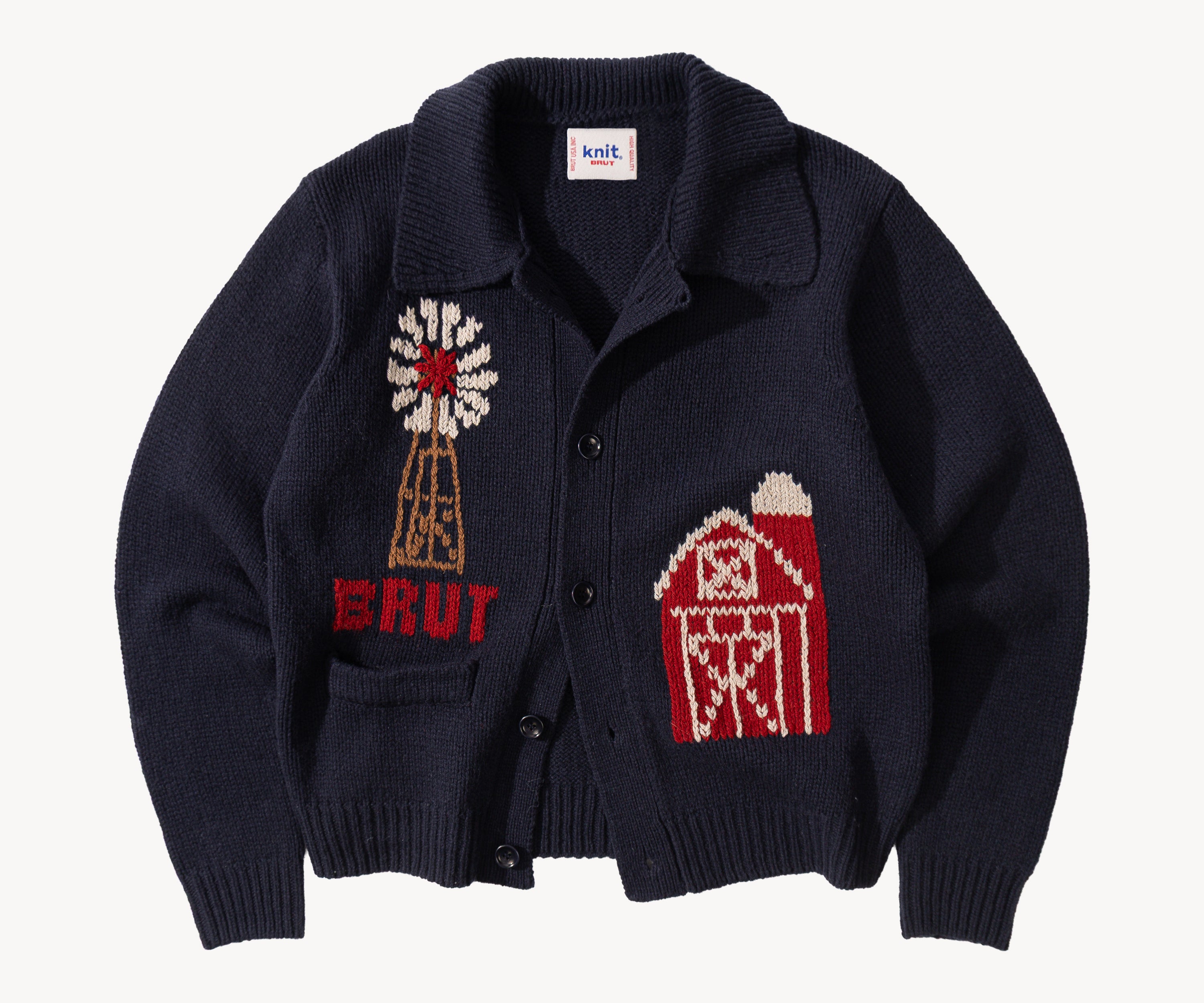 THE BARN CARDIGAN Knitwear X-SMALL / NAVY - BRUT Clothing US