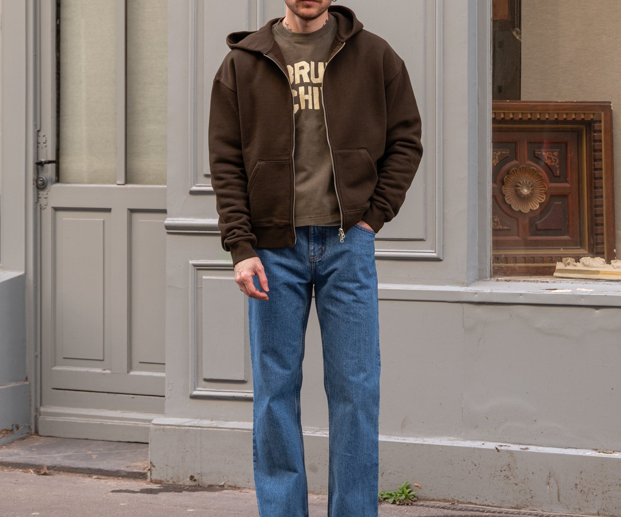THE ZIP SWEAT Sweatshirts X-SMALL / BROWN - BRUT Clothing US