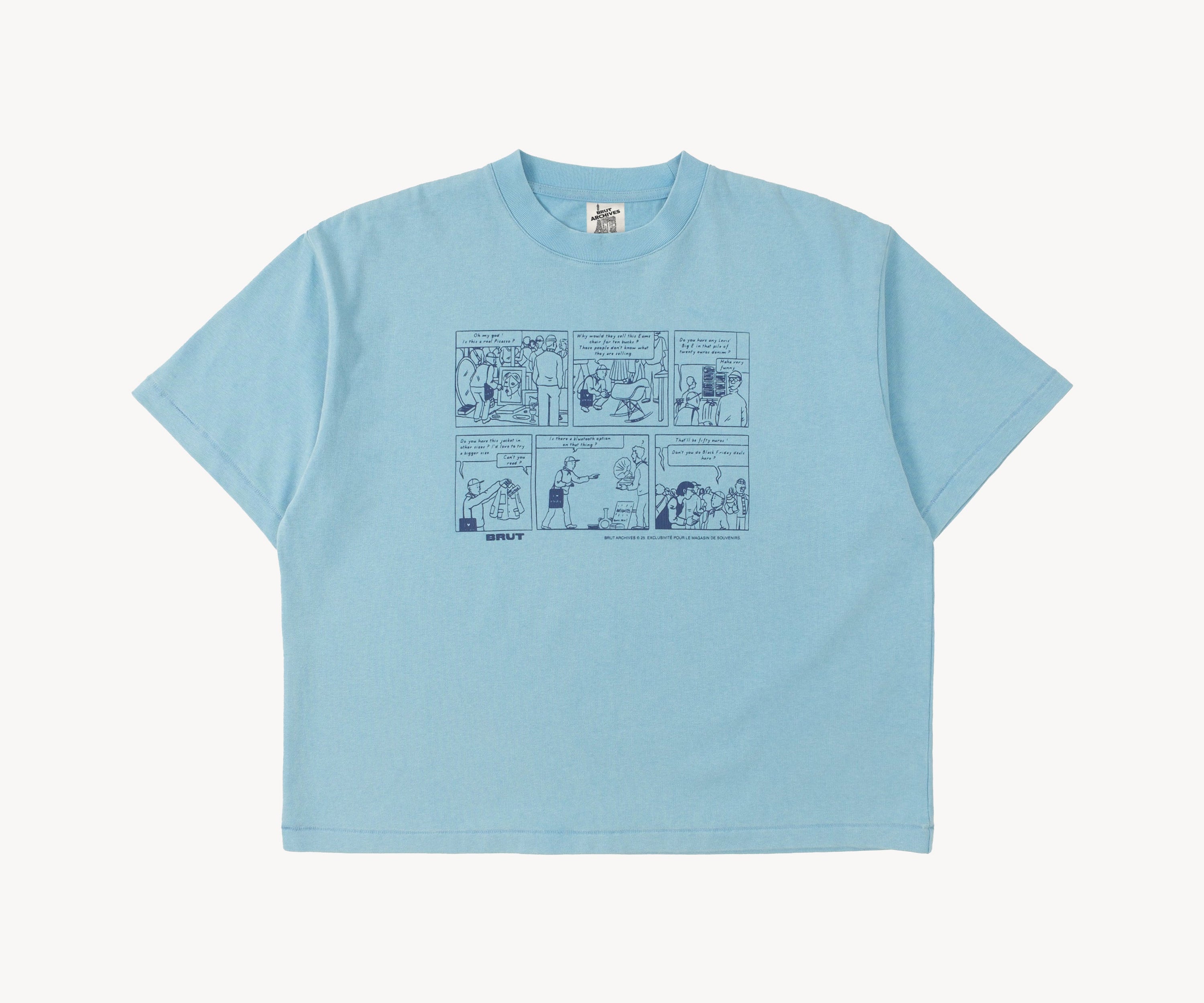 THE FLEA MARKET COMIC TEE T-Shirts X-SMALL / LIGHT BLUE - BRUT Clothing US