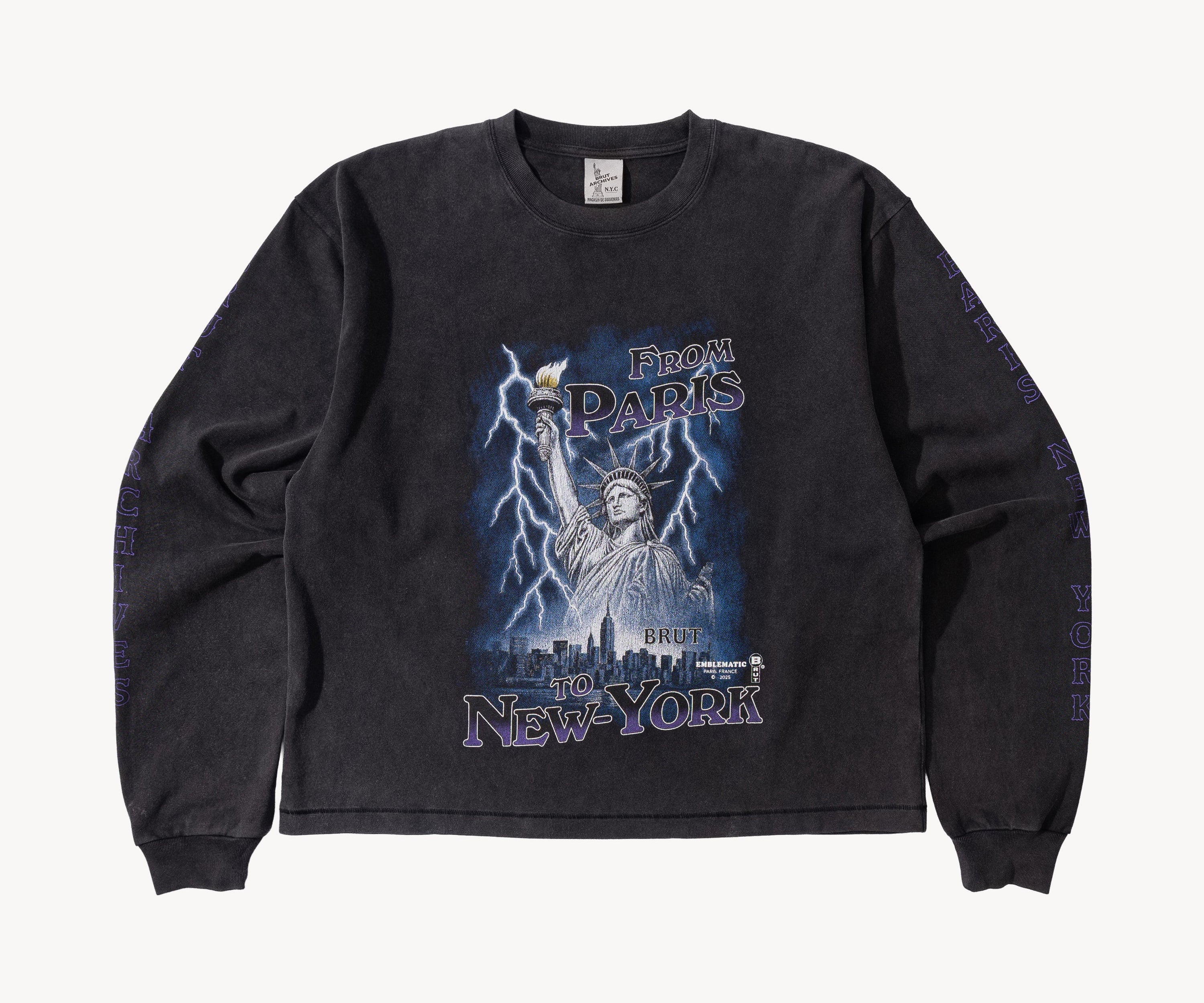 FROM PARIS TO NYC TEE T-Shirts X-SMALL / BLACK - BRUT Clothing US