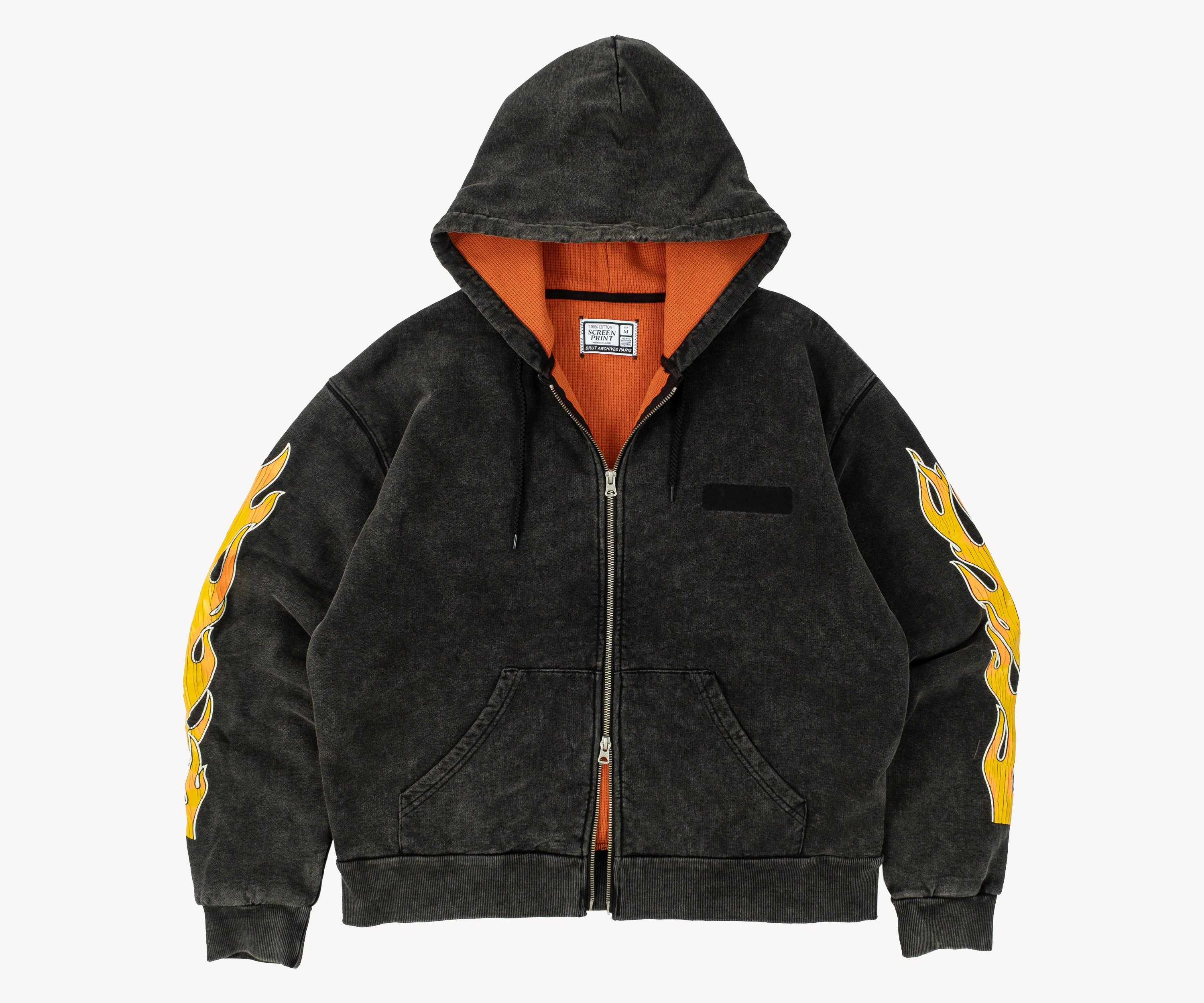 THE GHOSTFIRE THERMAL ZIP SWEAT Sweatshirts X-SMALL / BLACK/ORANGE - BRUT Clothing US