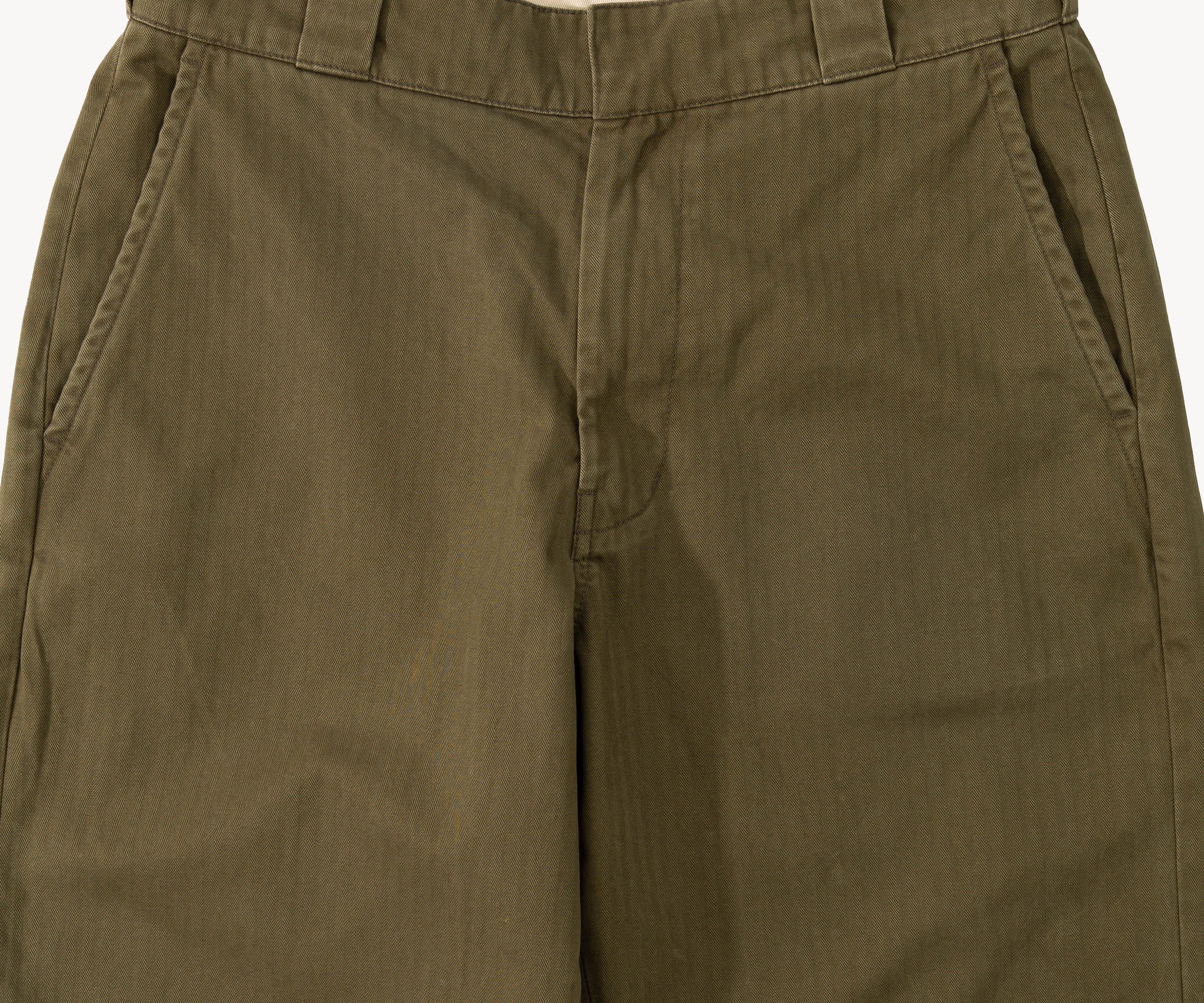 THE PLAIN FRONT PANTS Pants US26 / HBT OLIVE GREEN - BRUT Clothing US