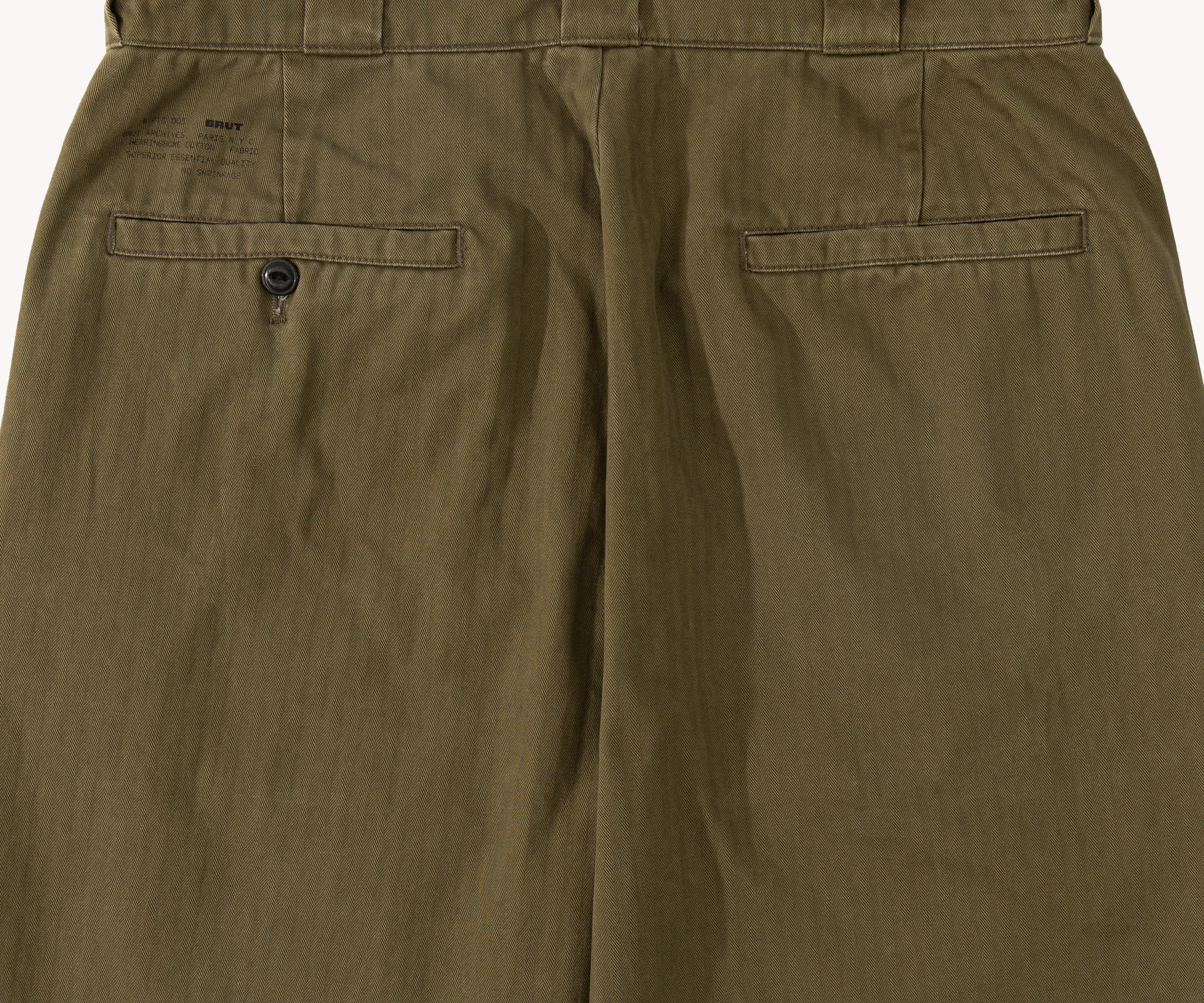 THE PLAIN FRONT PANTS Pants US26 / HBT OLIVE GREEN - BRUT Clothing US