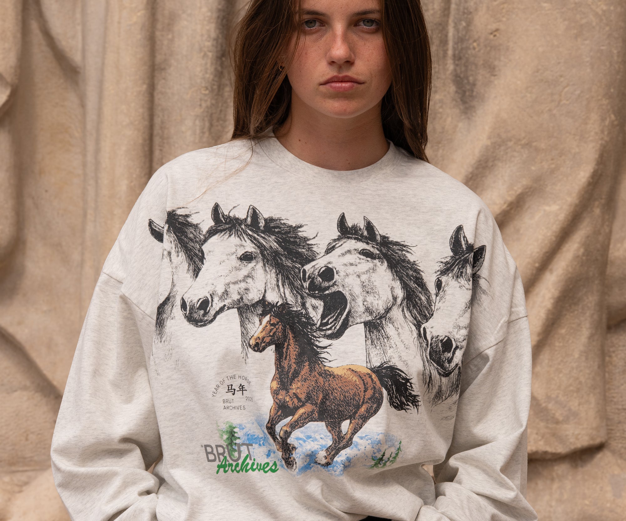 HORSE TEE T-Shirts X-SMALL / HEATHER GREY - BRUT Clothing US