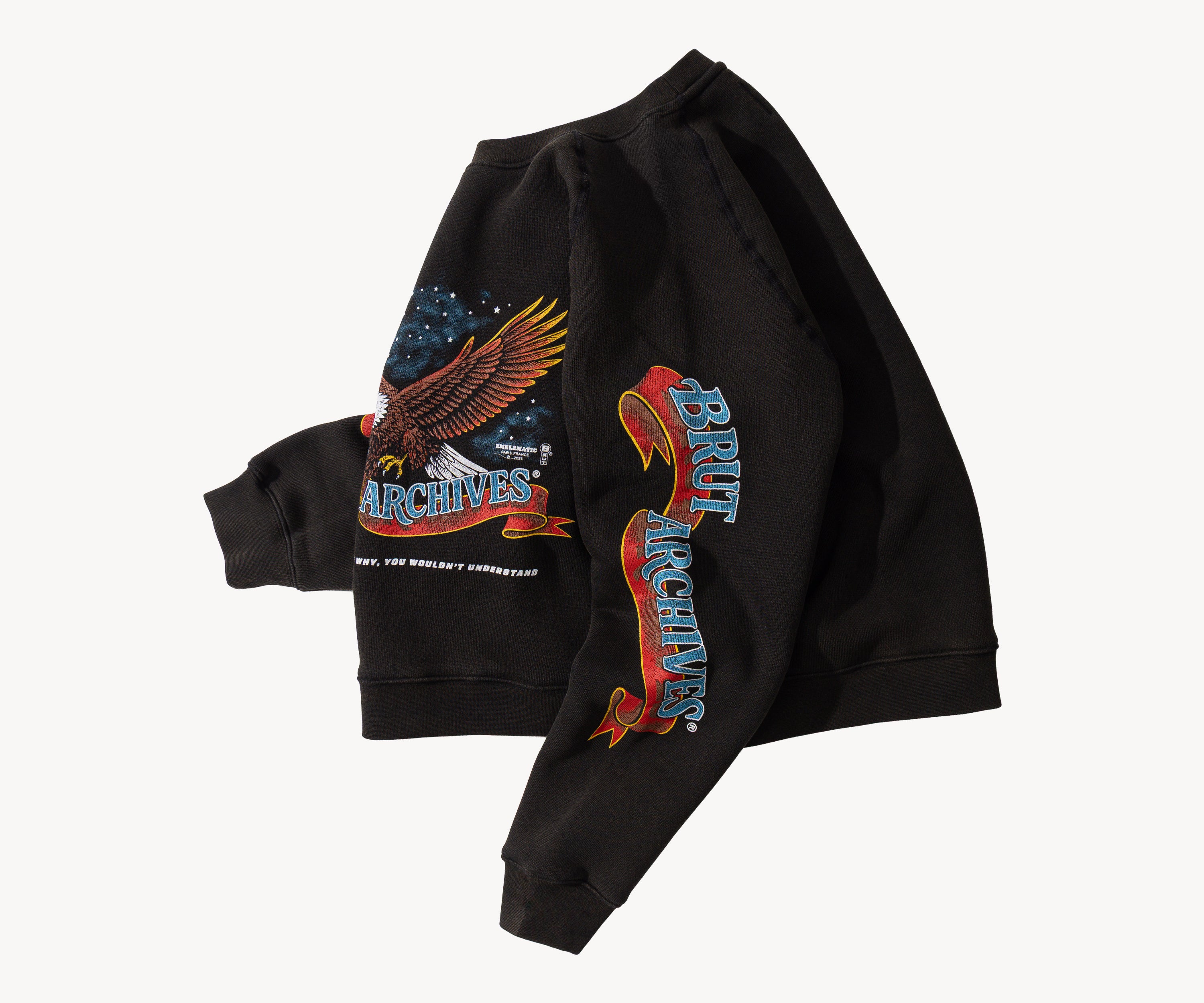 THE NIGHT EAGLE CREWNECK Sweatshirts X-SMALL / BLACK - BRUT Clothing US