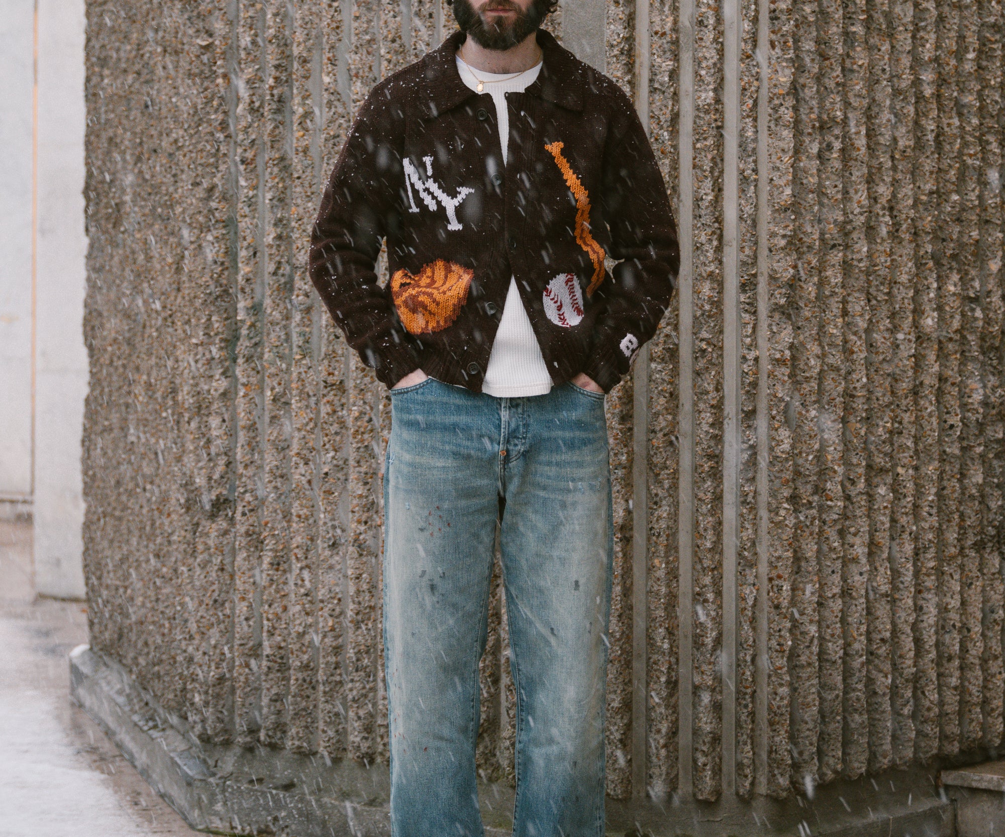 THE BASEBALL CARDIGAN Knitwear X-SMALL / BROWN - BRUT Clothing US