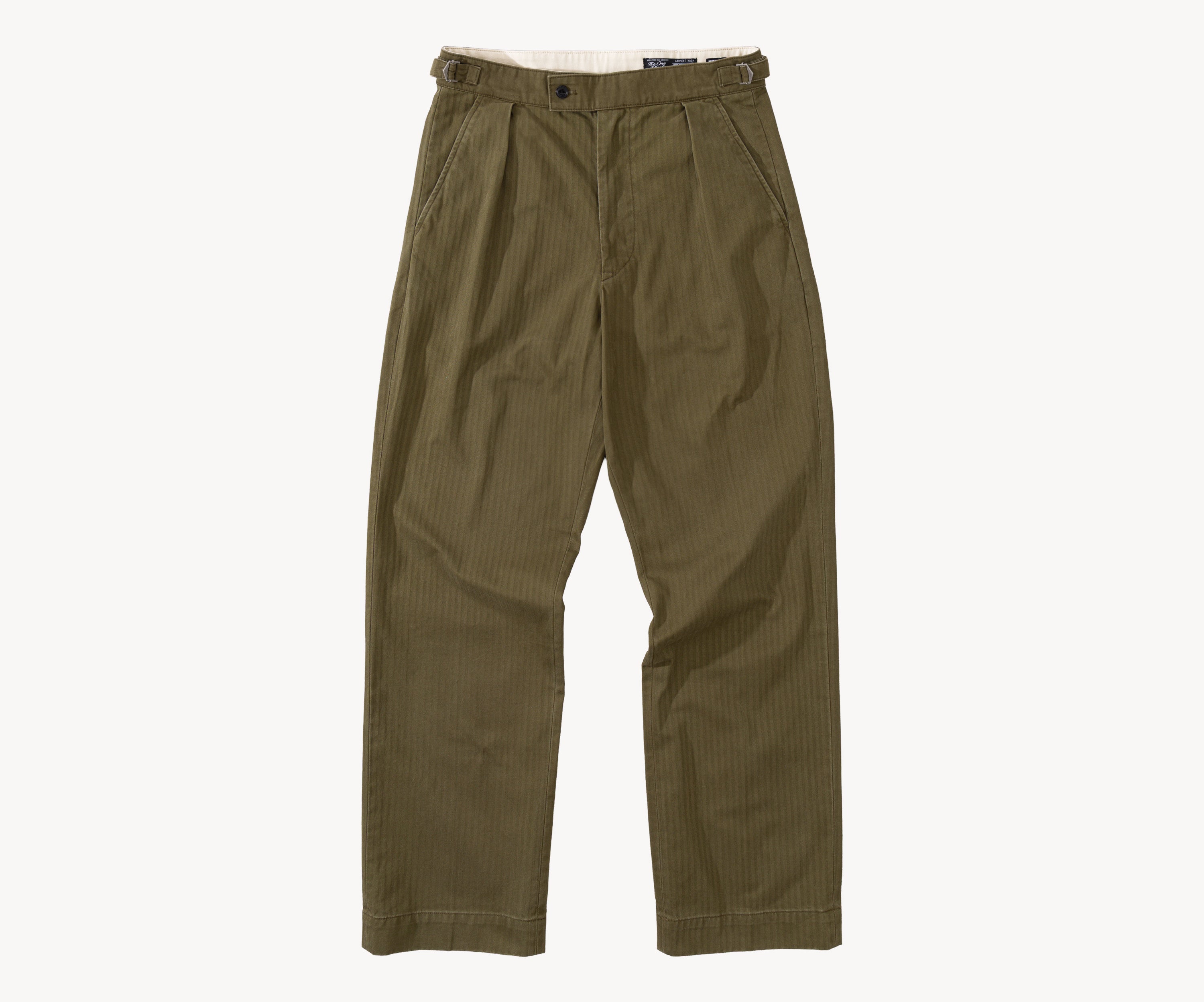 THE ONE PLEAT PANTS Pants US26 / HBT OLIVE GREEN - BRUT Clothing US