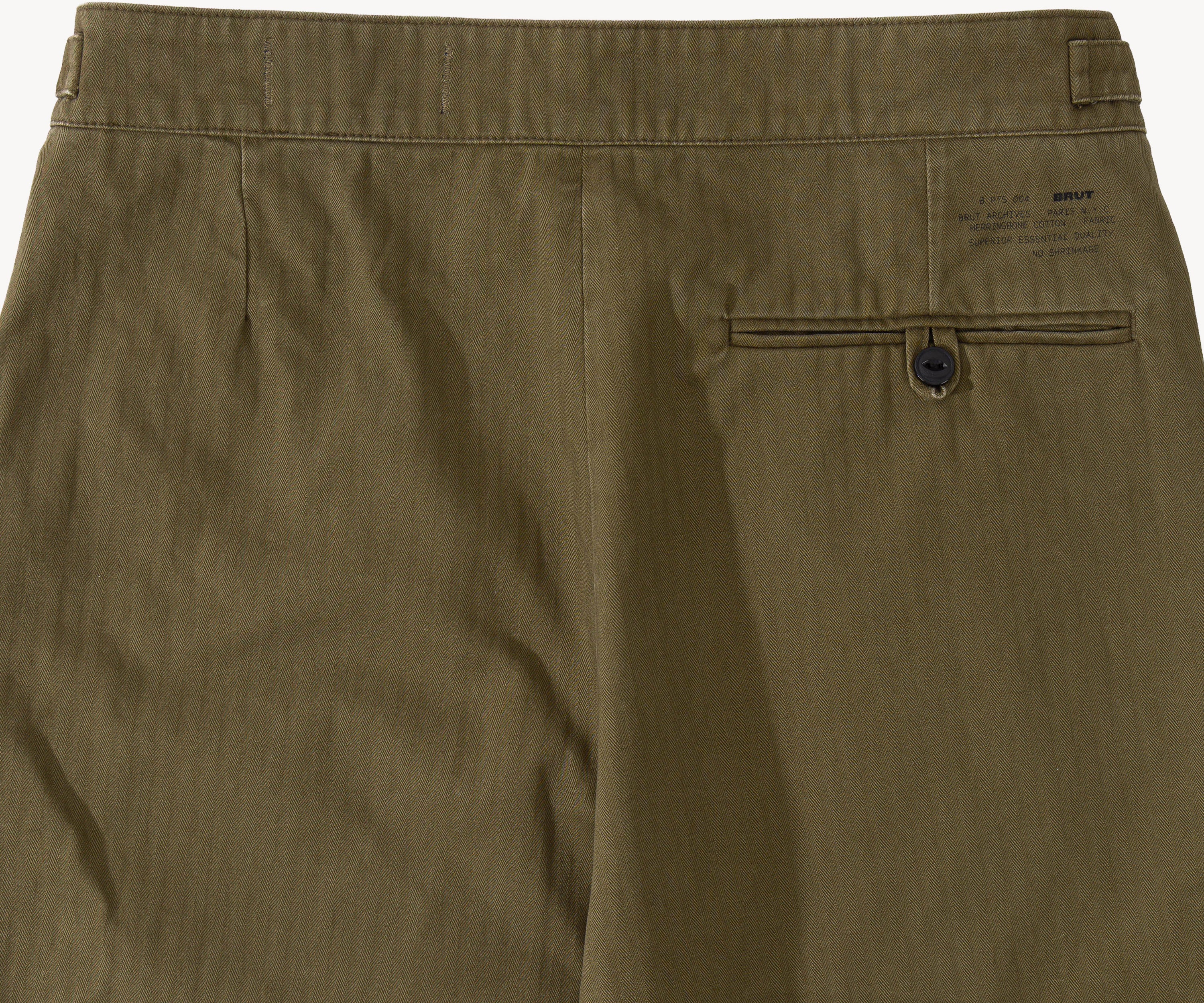 THE ONE PLEAT PANTS Pants US26 / HBT OLIVE GREEN - BRUT Clothing US