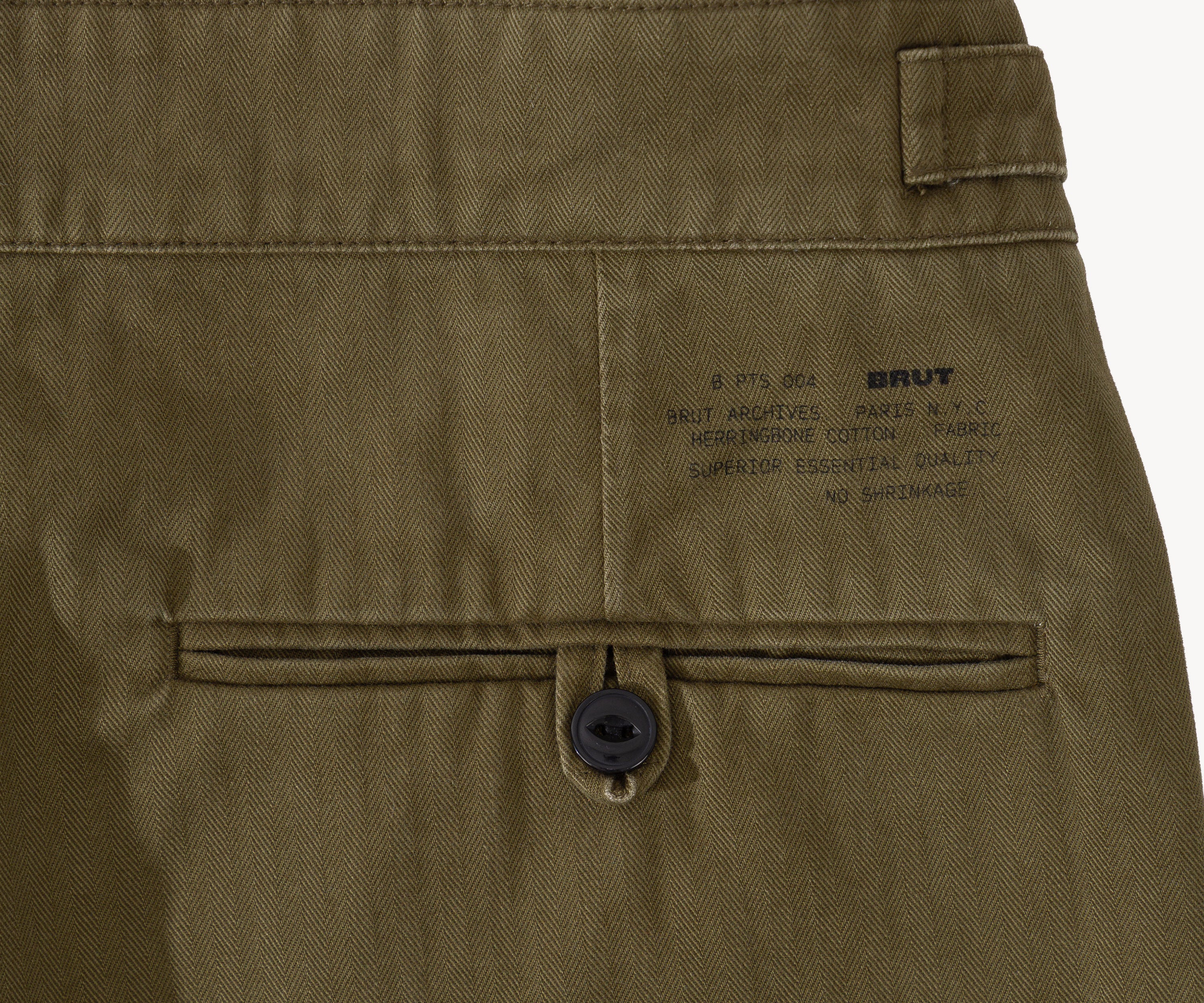 THE ONE PLEAT PANTS Pants US26 / HBT OLIVE GREEN - BRUT Clothing US