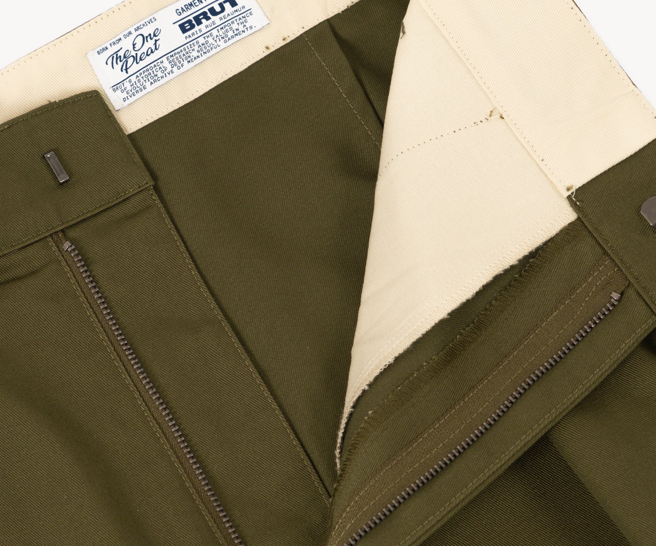 THE ONE PLEAT PANTS Pants US26 / OLIVE GREEN - BRUT Clothing US