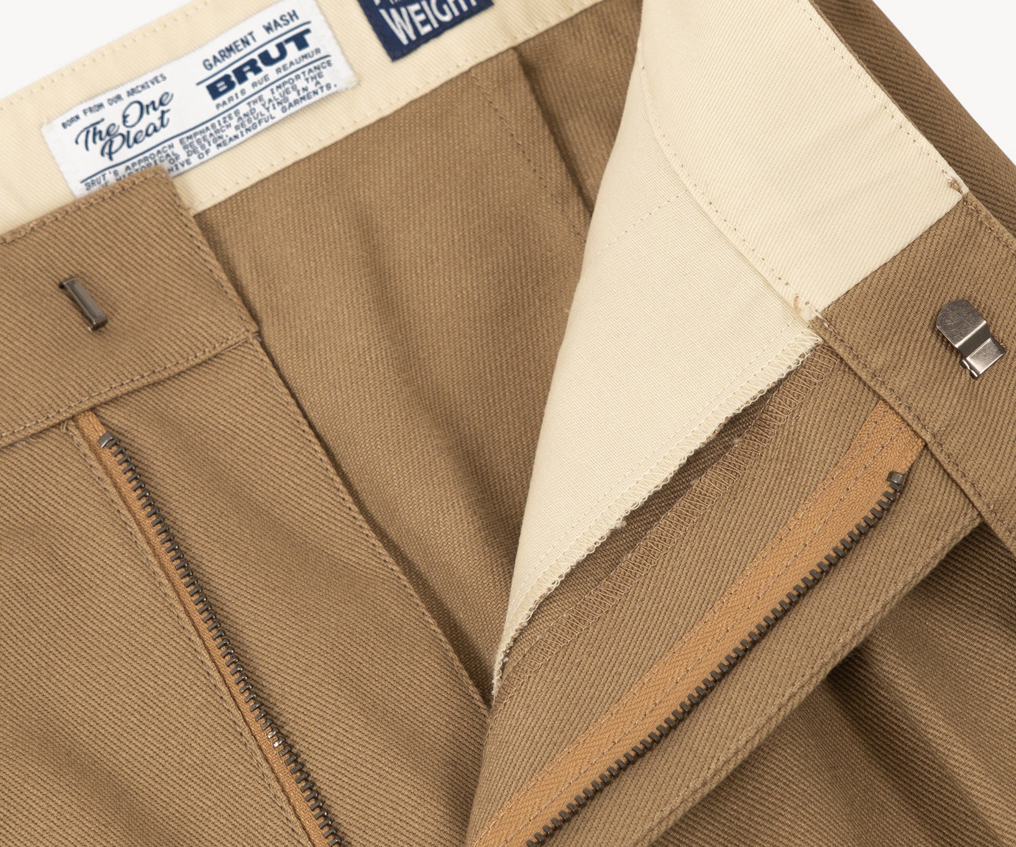 THE ONE PLEAT PANTS Pants US26 / KHAKI HEAVY WEIGHT - BRUT Clothing US