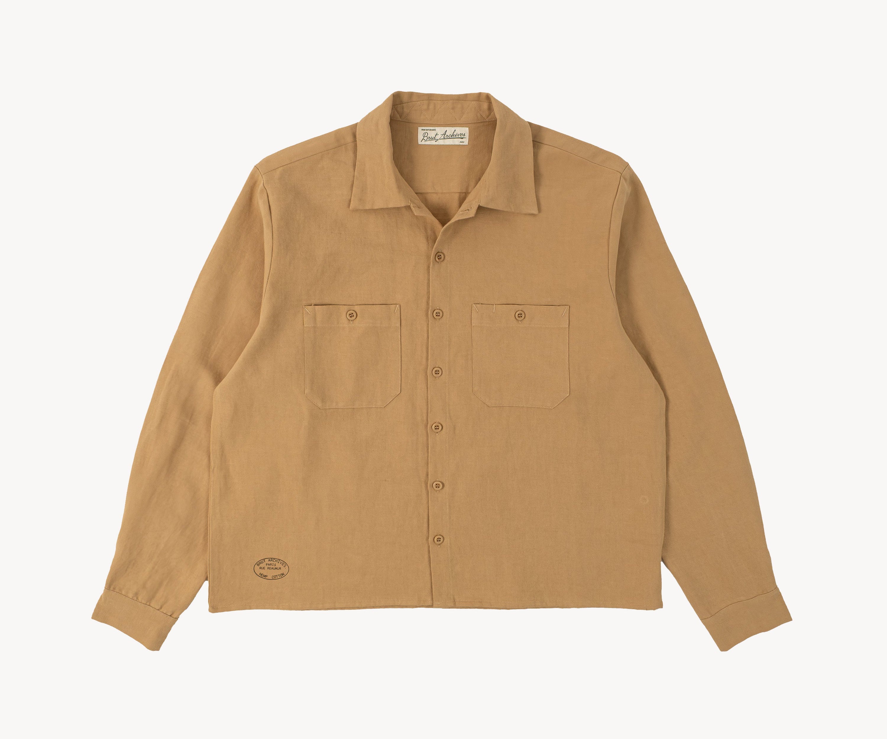 THE OVERSIZED WORK SHIRT Shirts X-SMALL / BEIGE - BRUT Clothing US