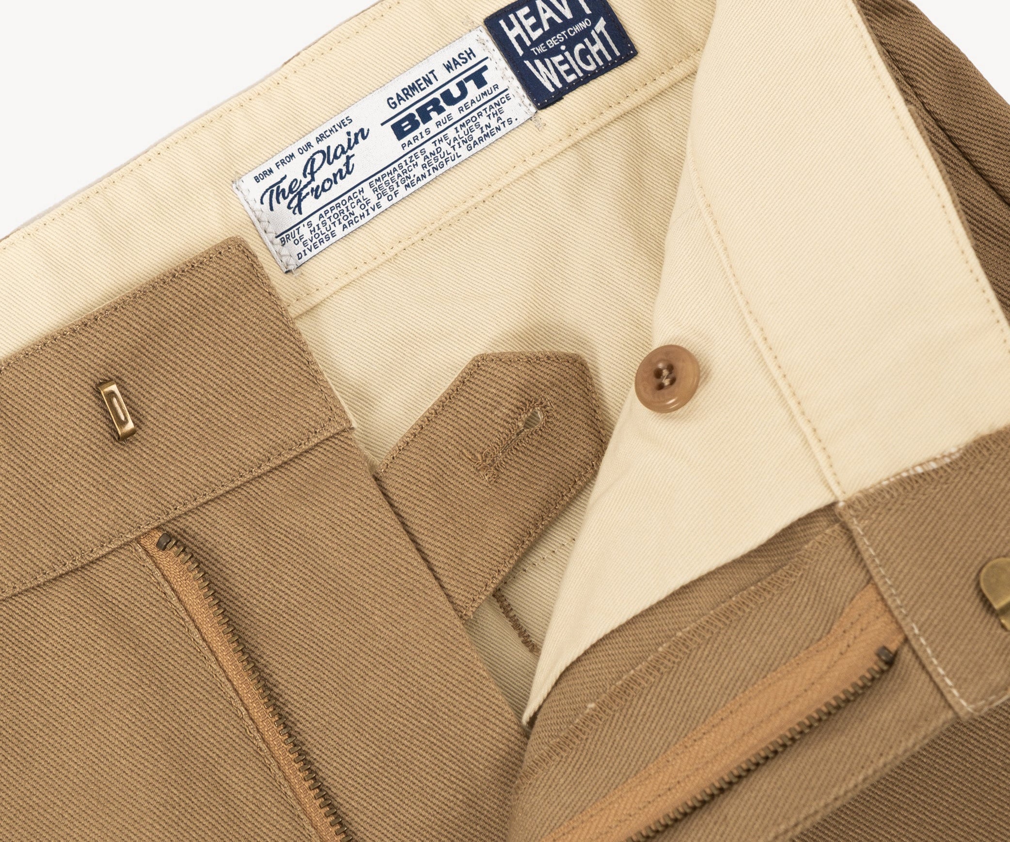THE PLAIN FRONT PANTS Pants US26 / KHAKI HEAVY WEIGHT - BRUT Clothing US