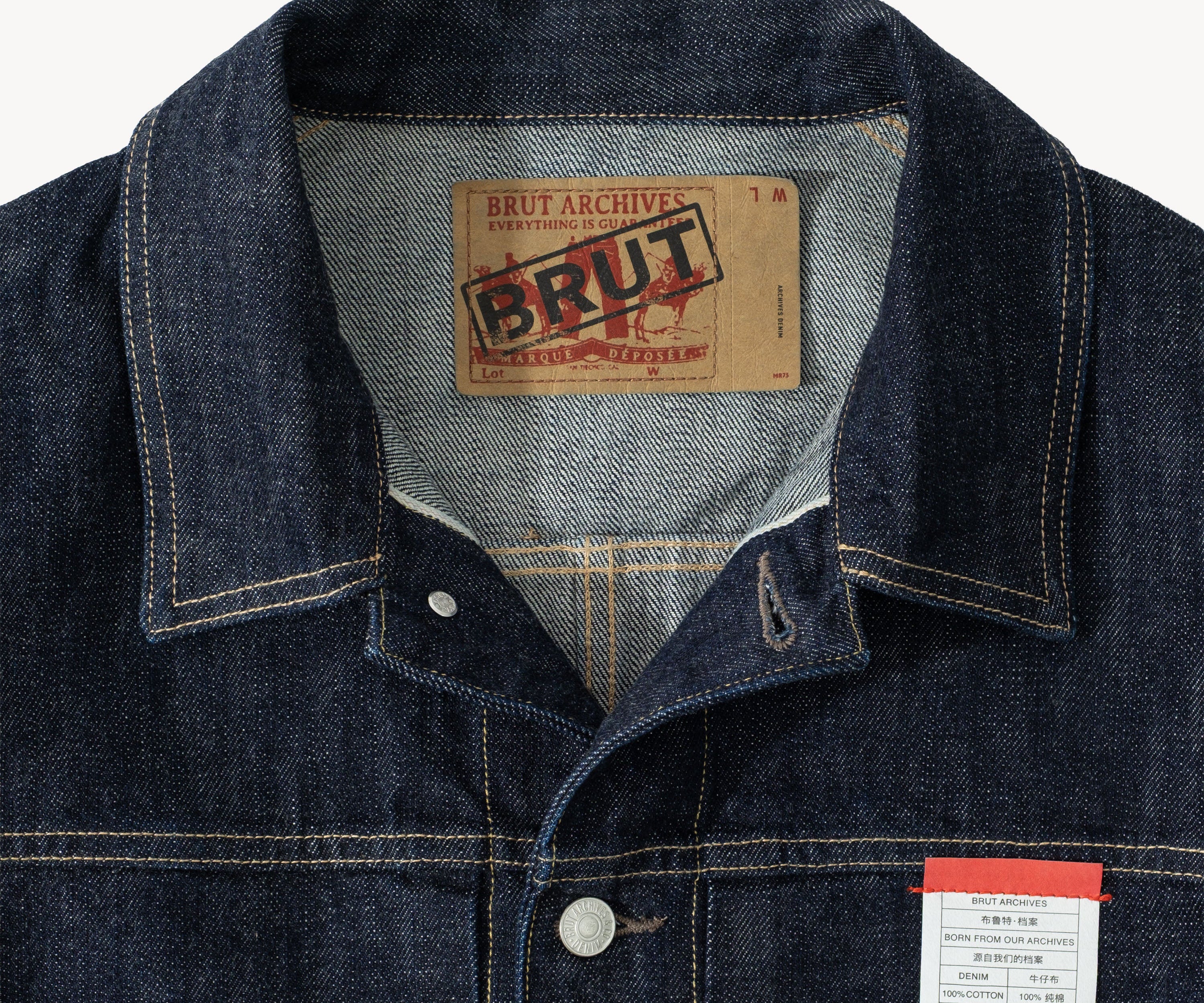 THE PLEATED SELVEDGE DENIM JACKET Coats & Jackets X-SMALL / RAW INDIGO - BRUT Clothing US