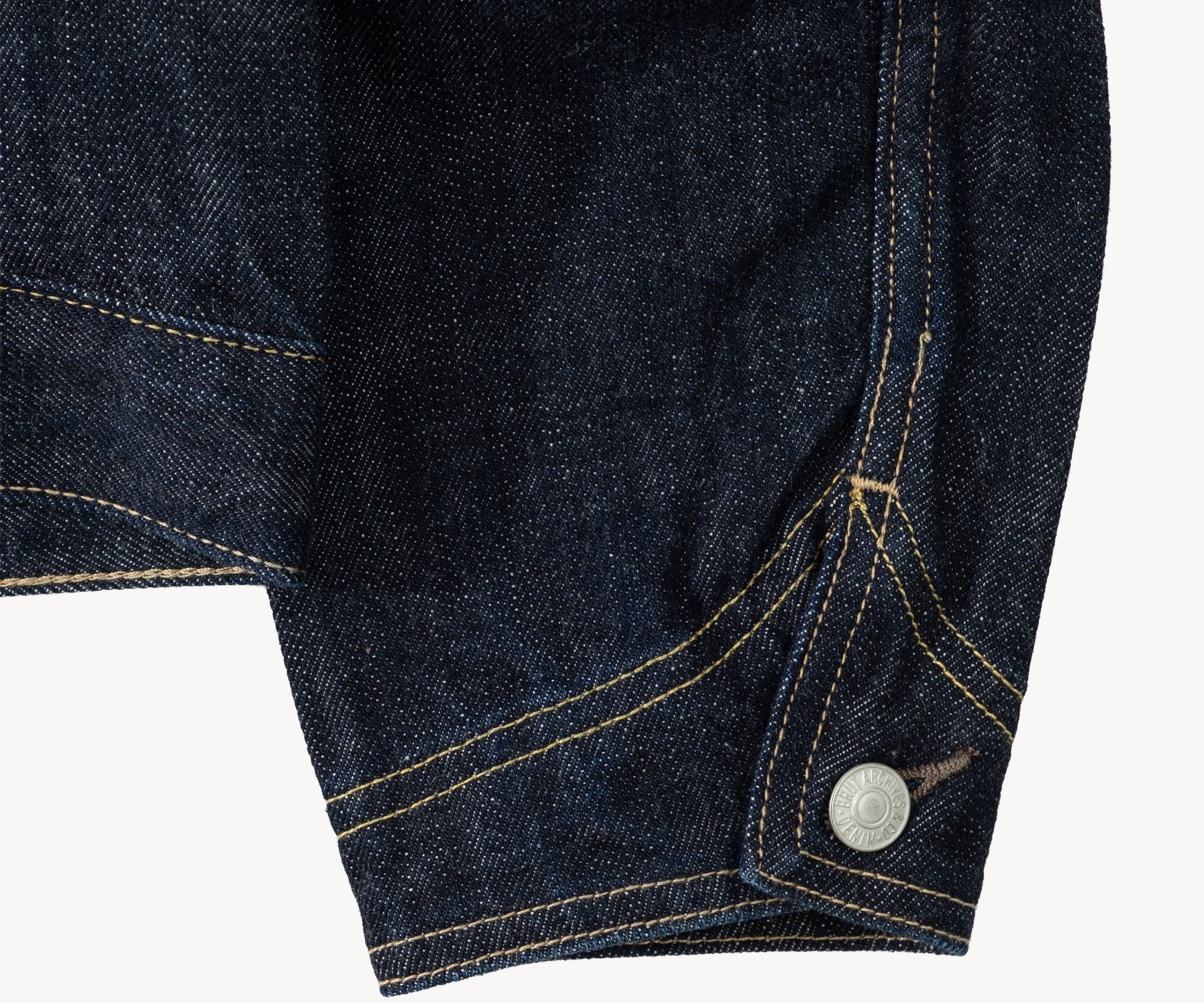 THE PLEATED SELVEDGE DENIM JACKET Coats & Jackets X-SMALL / RAW INDIGO - BRUT Clothing US