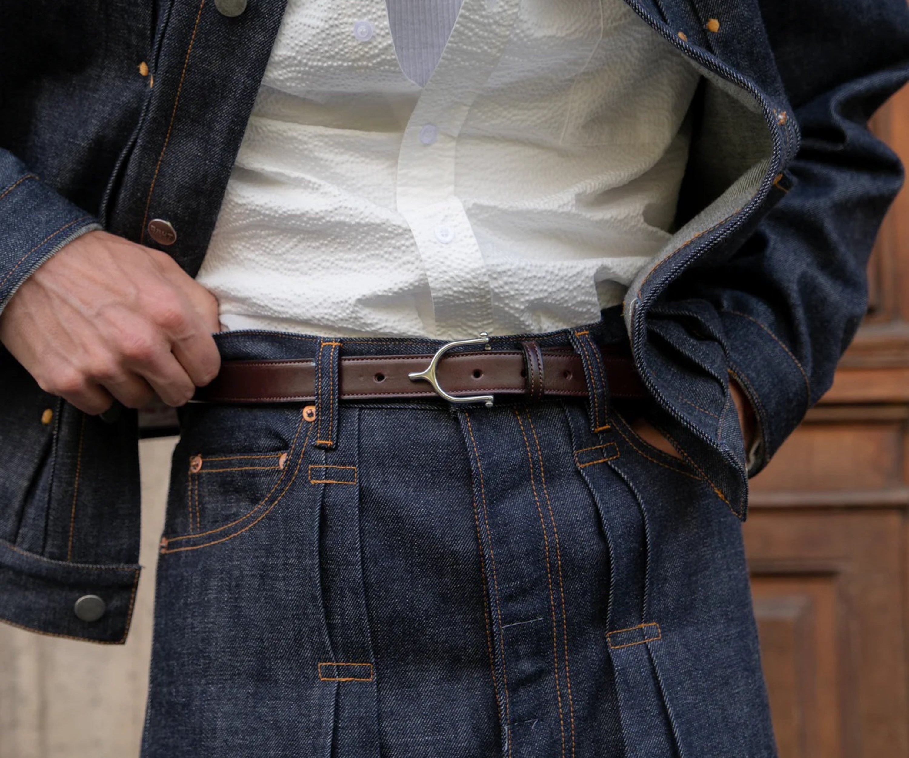 THE DOUBLE PLEATED DENIM Pants US28 / RAW INDIGO - BRUT Clothing US