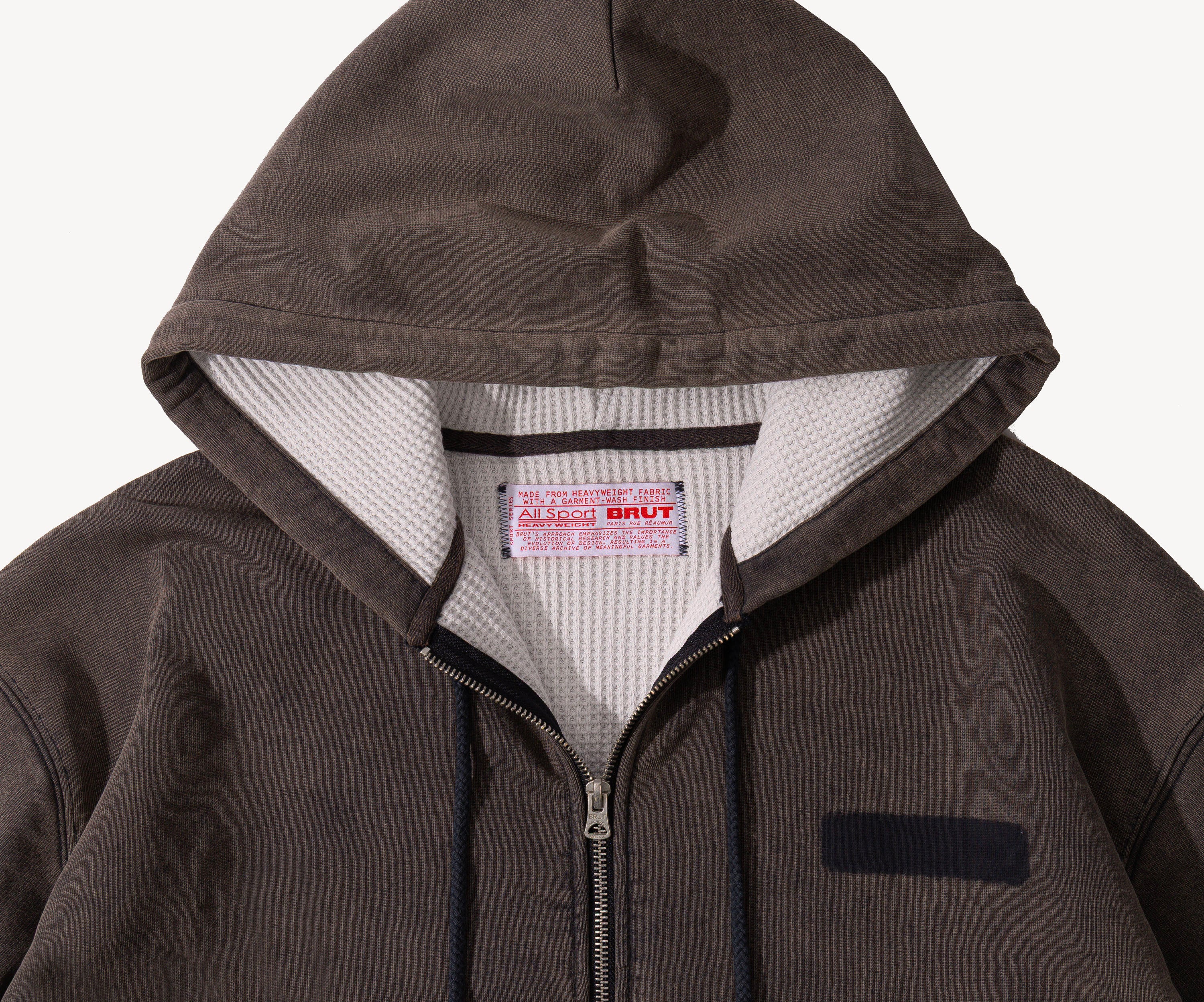 THE RAGGED THERMAL HOODIE Sweatshirts X-SMALL / FADED GREY - BRUT Clothing US