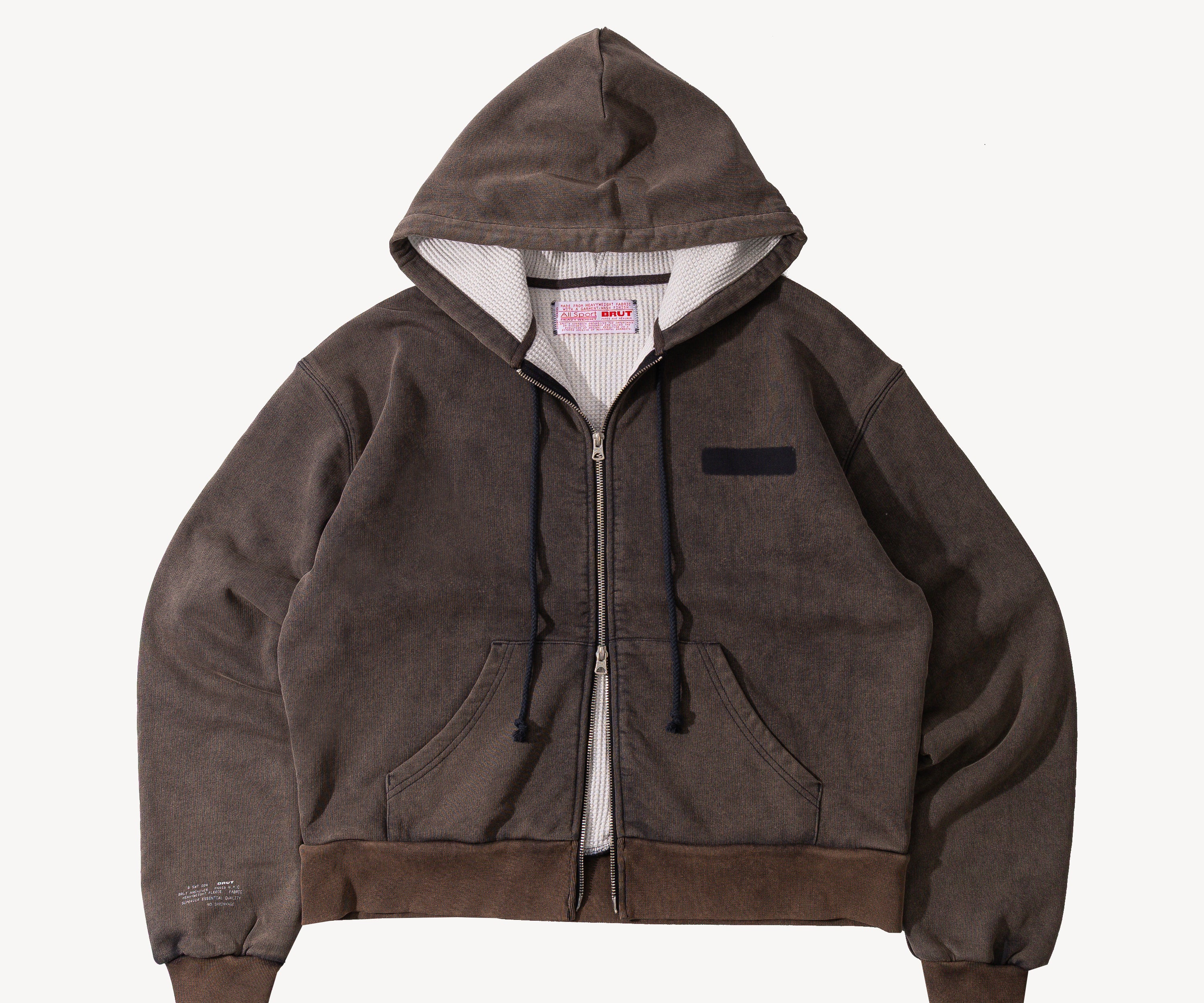 THE RAGGED THERMAL HOODIE Sweatshirts X-SMALL / FADED GREY - BRUT Clothing US
