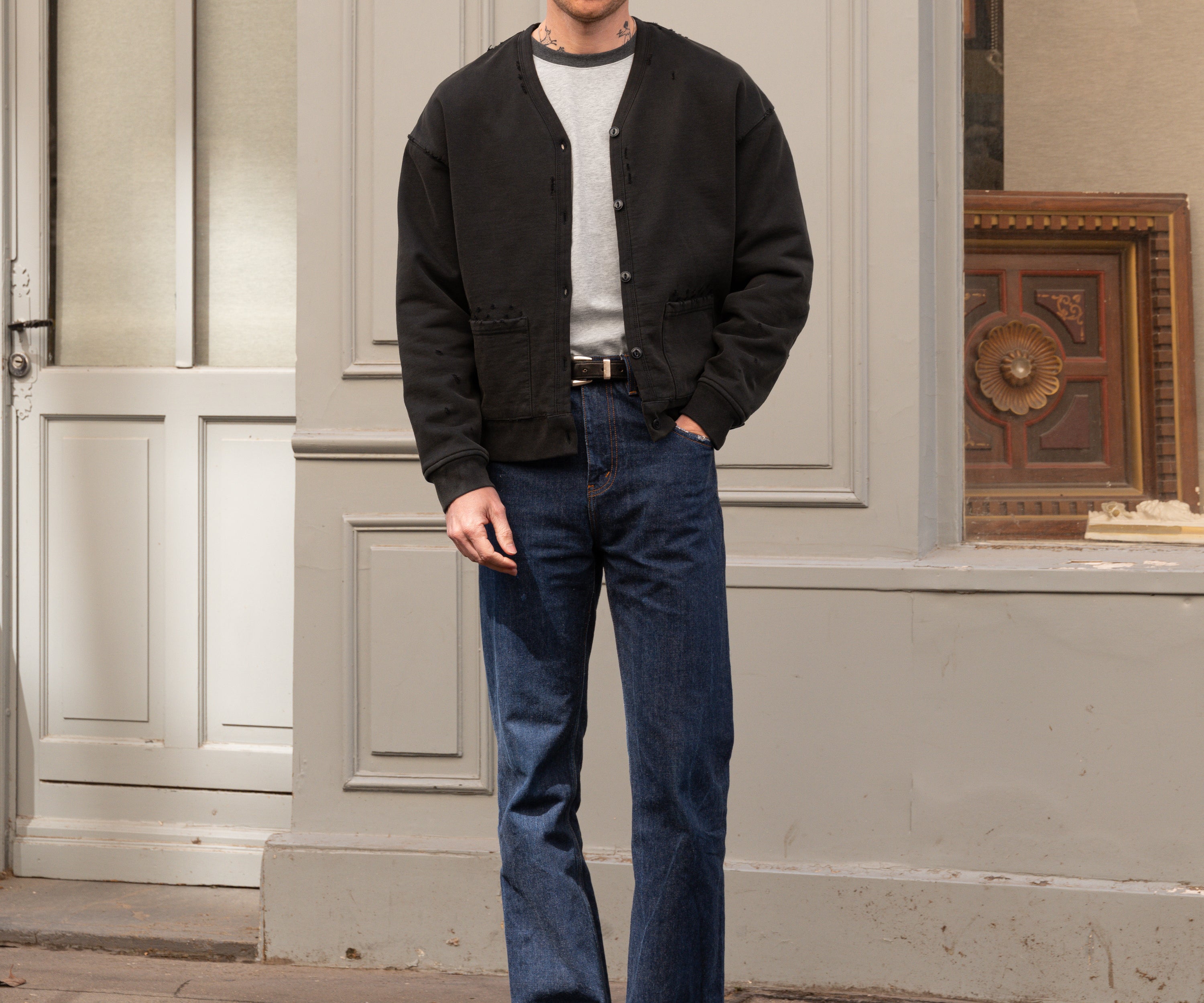 THE RAGGED CARDIGAN Sweatshirts X-SMALL / FADED BLACK - BRUT Clothing US