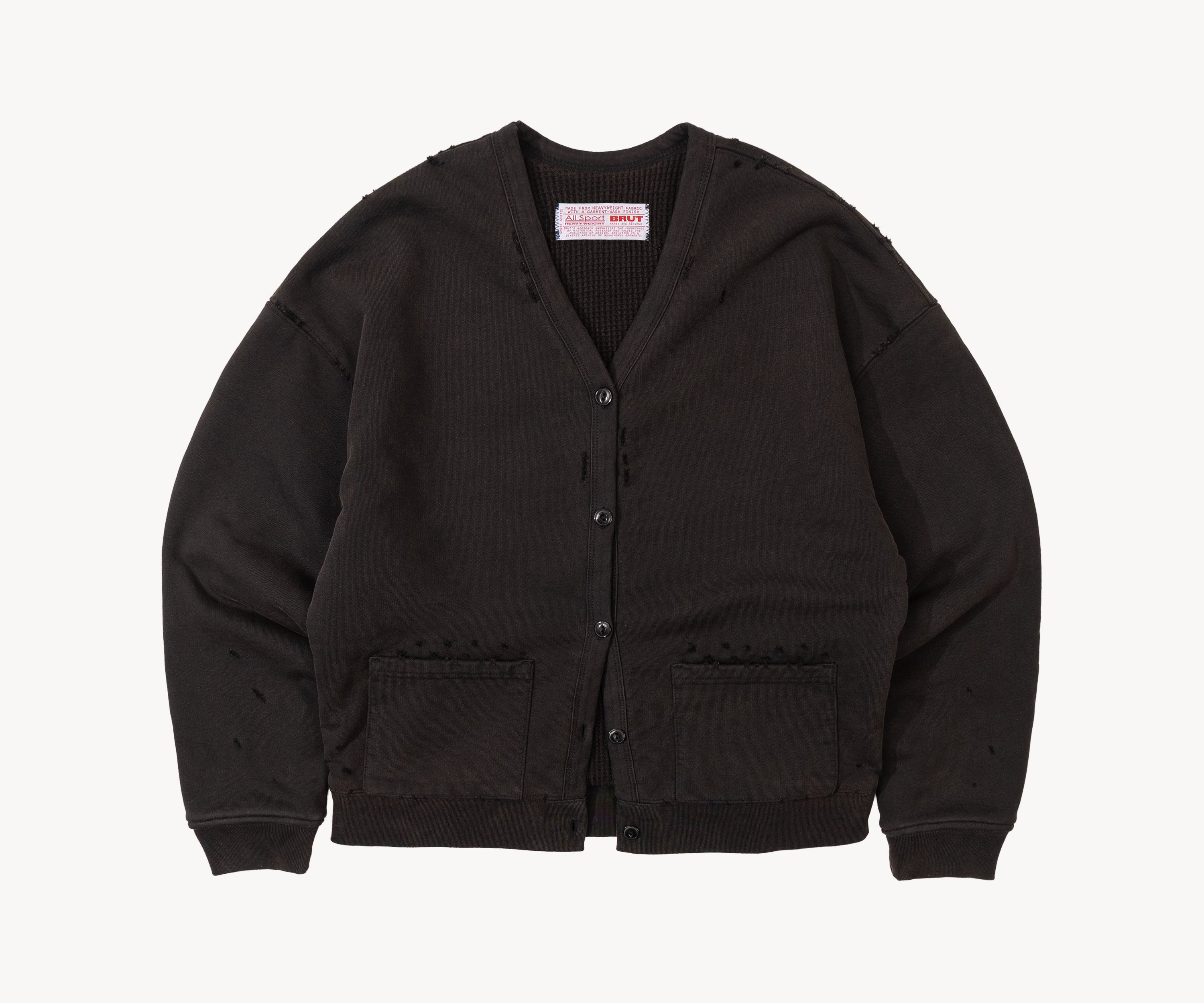 THE RAGGED CARDIGAN Sweatshirts X-SMALL / FADED BLACK - BRUT Clothing US