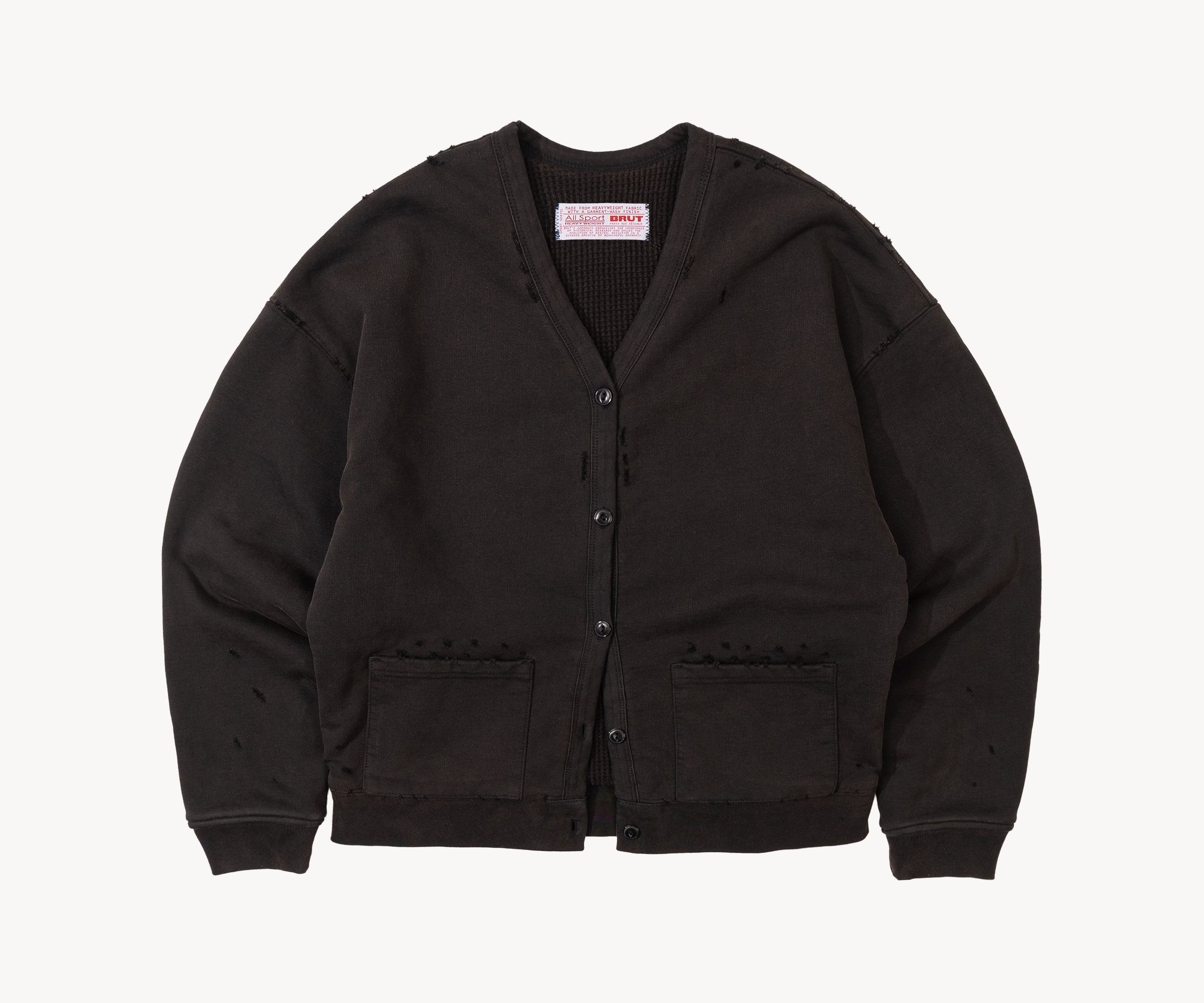 THE RAGGED CARDIGAN Sweatshirts X-SMALL / FADED BLACK - BRUT Clothing US