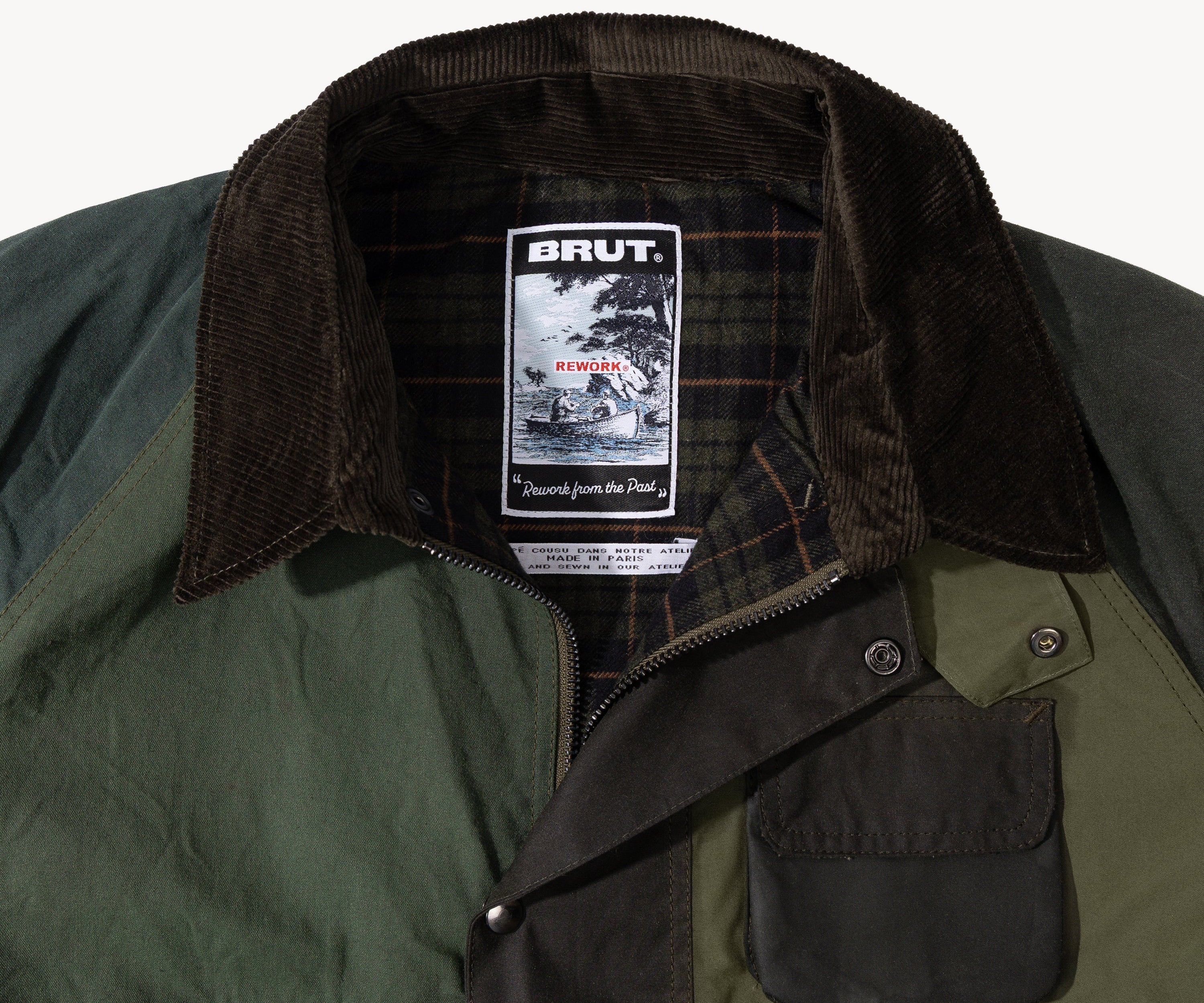 REWORK® FLY WAX JACKET - N° 036 Coats & Jackets LARGE / GREEN - BRUT Clothing US