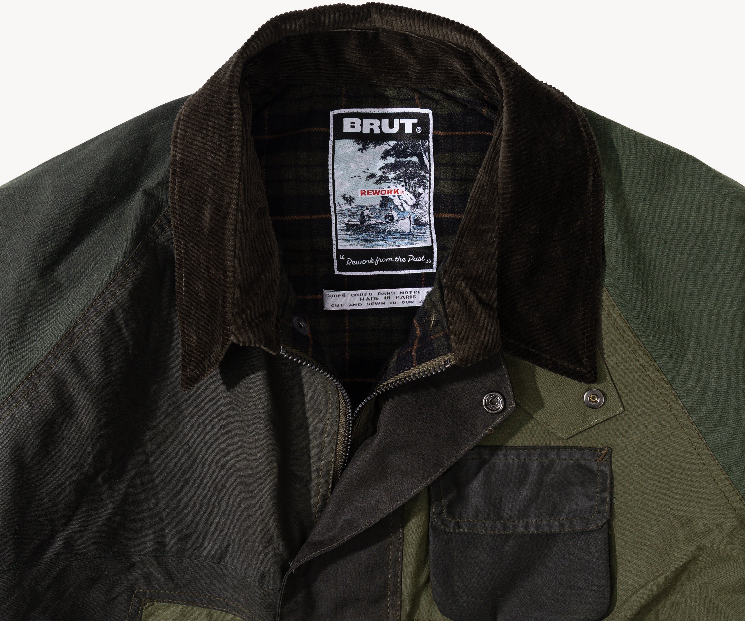 REWORK® FLY WAX JACKET - N° 043 Coats & Jackets LARGE / GREEN - BRUT Clothing US