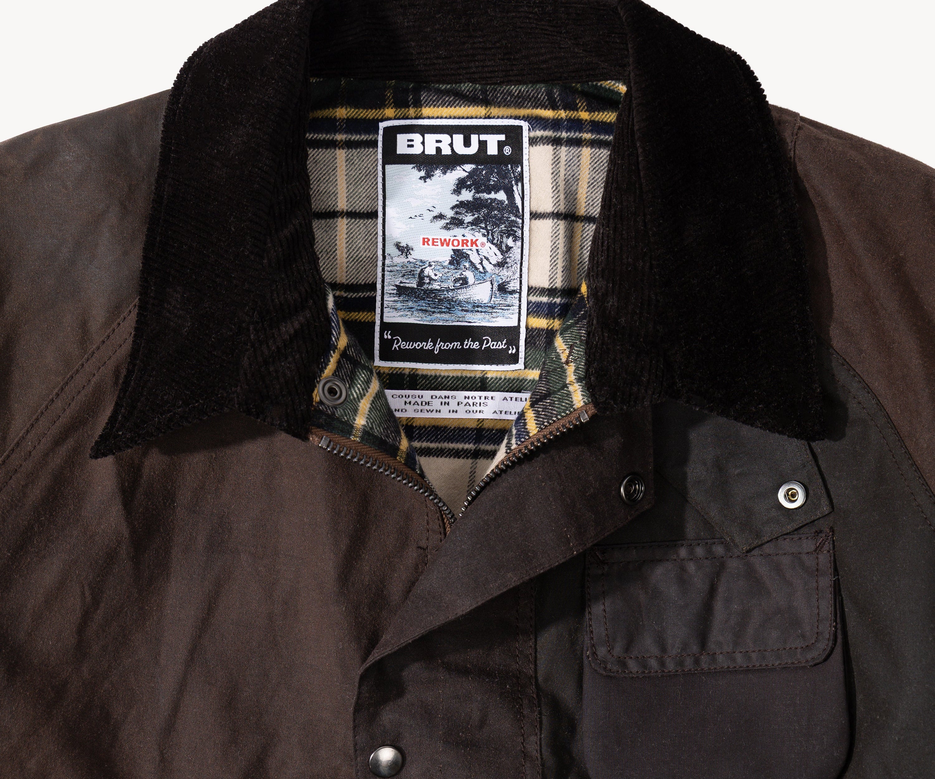 REWORK® FLY WAX JACKET - N° 047 Coats & Jackets LARGE / BROWN - BRUT Clothing US