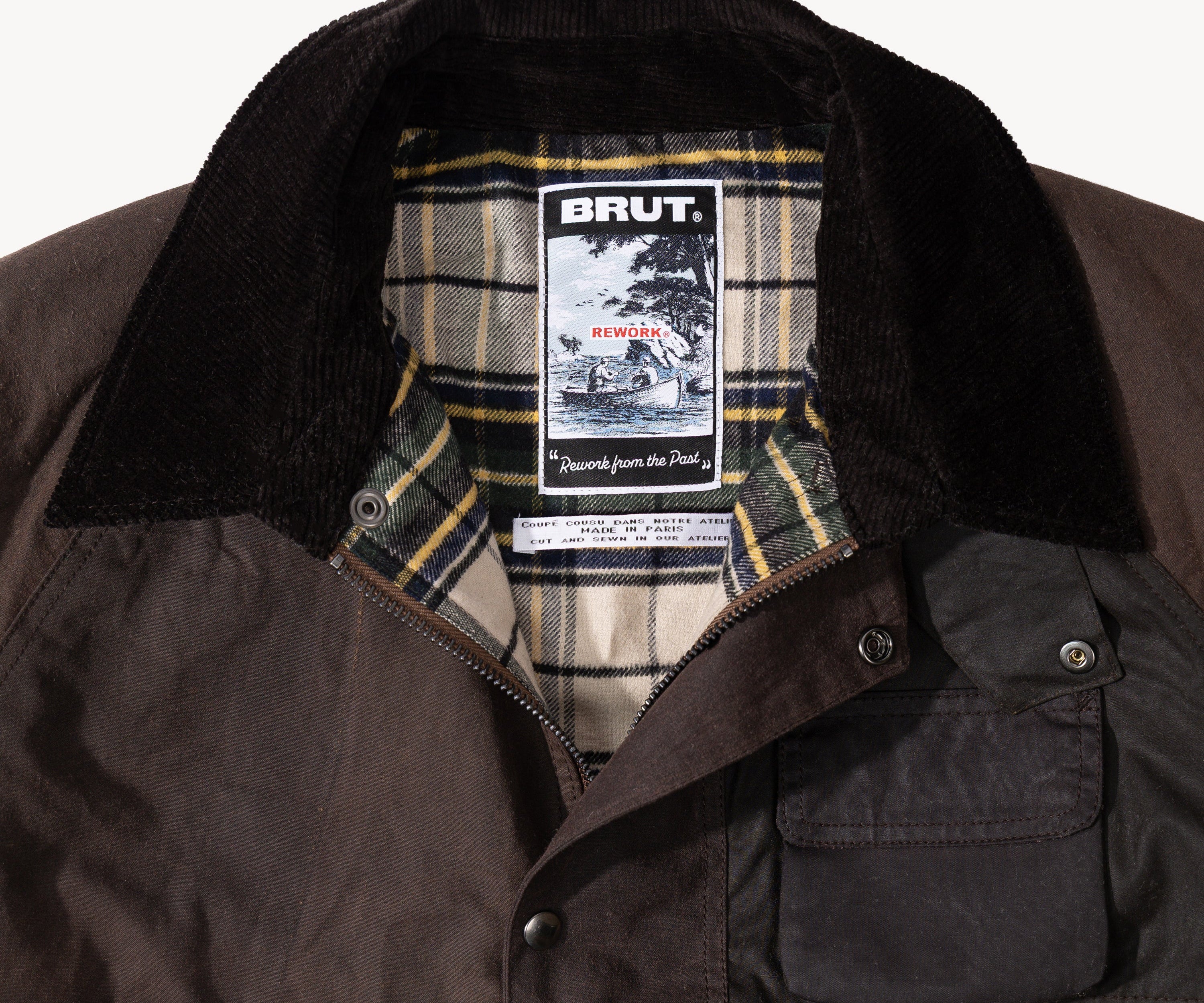 REWORK® FLY WAX JACKET - N° 048 Coats & Jackets LARGE / BROWN - BRUT Clothing US