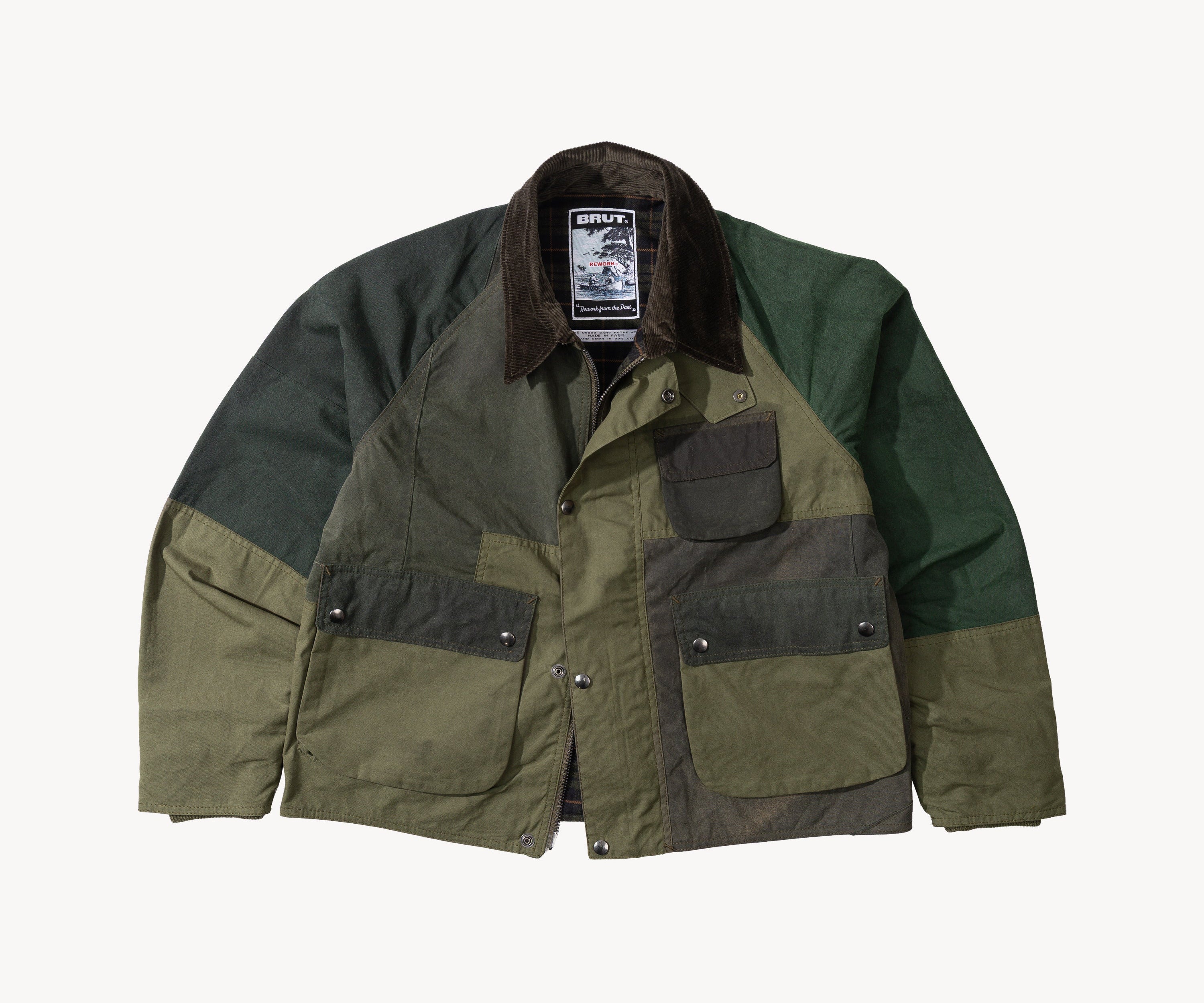 REWORK® FLY WAX JACKET - N° 006 Coats & Jackets SMALL / GREEN - BRUT Clothing US