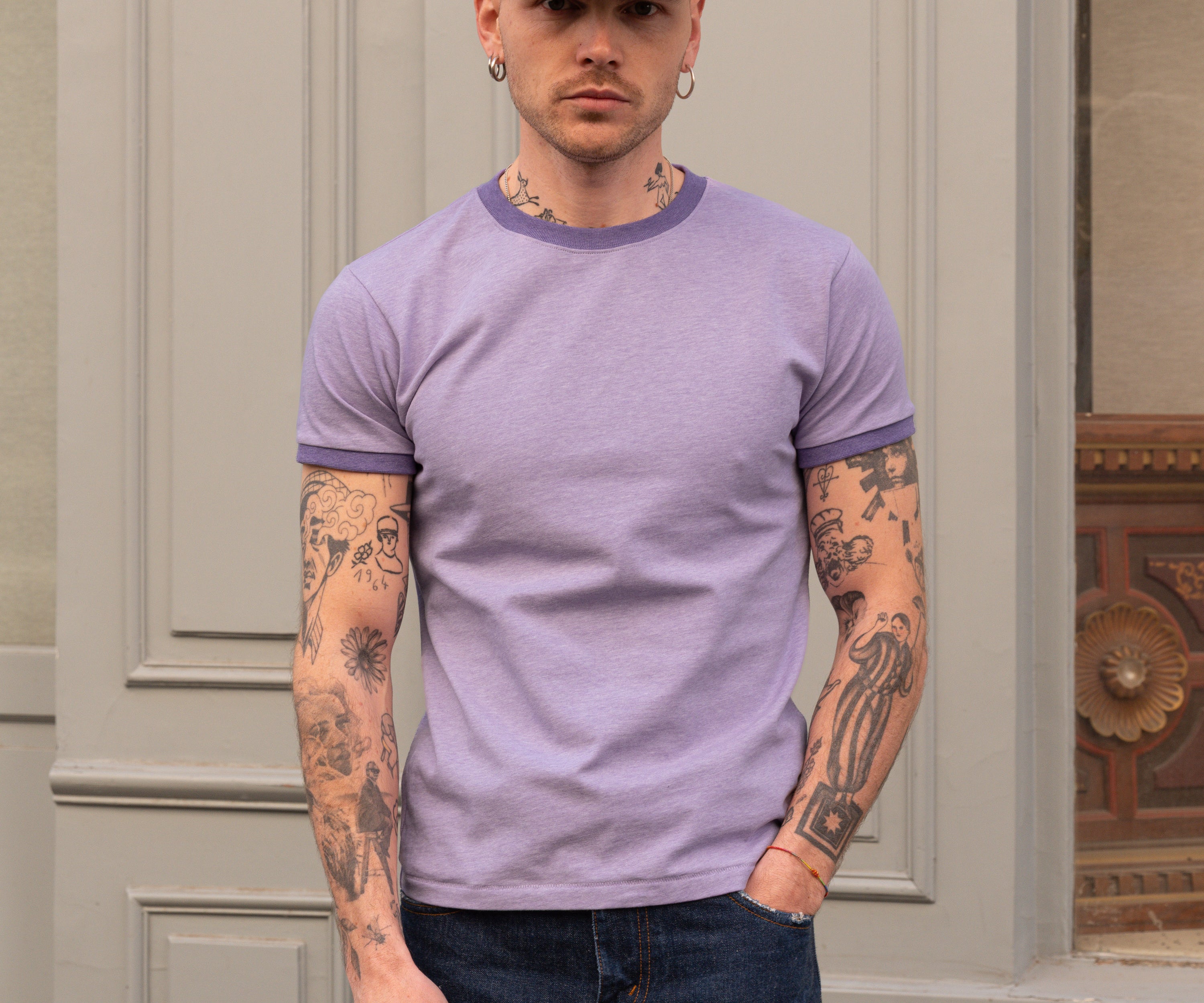 THE RINGER TEE T-Shirts X-SMALL / LIGHT PURPLE - BRUT Clothing US